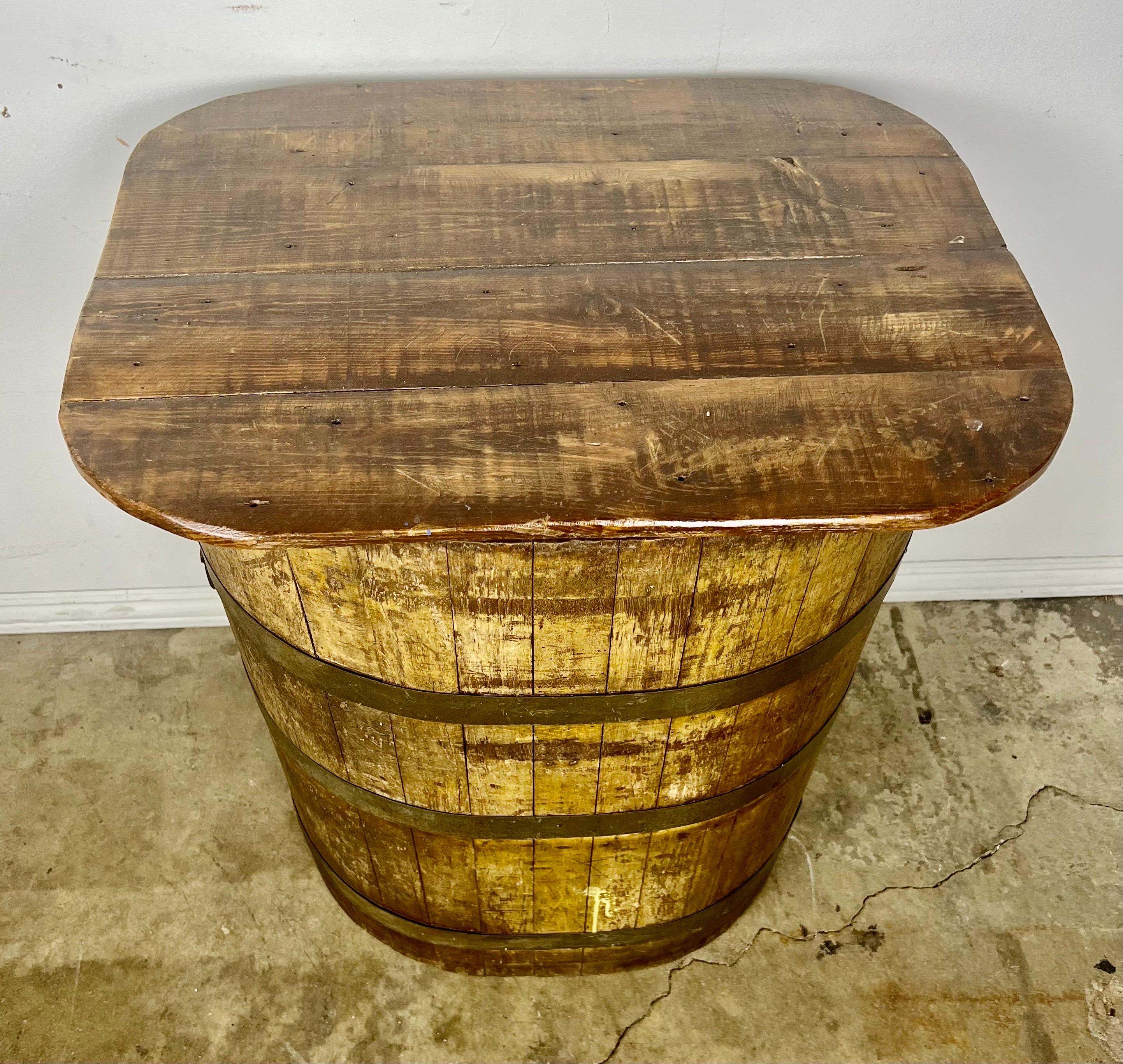 Primitive Vintage Japanese Saki Barrel Table For Sale