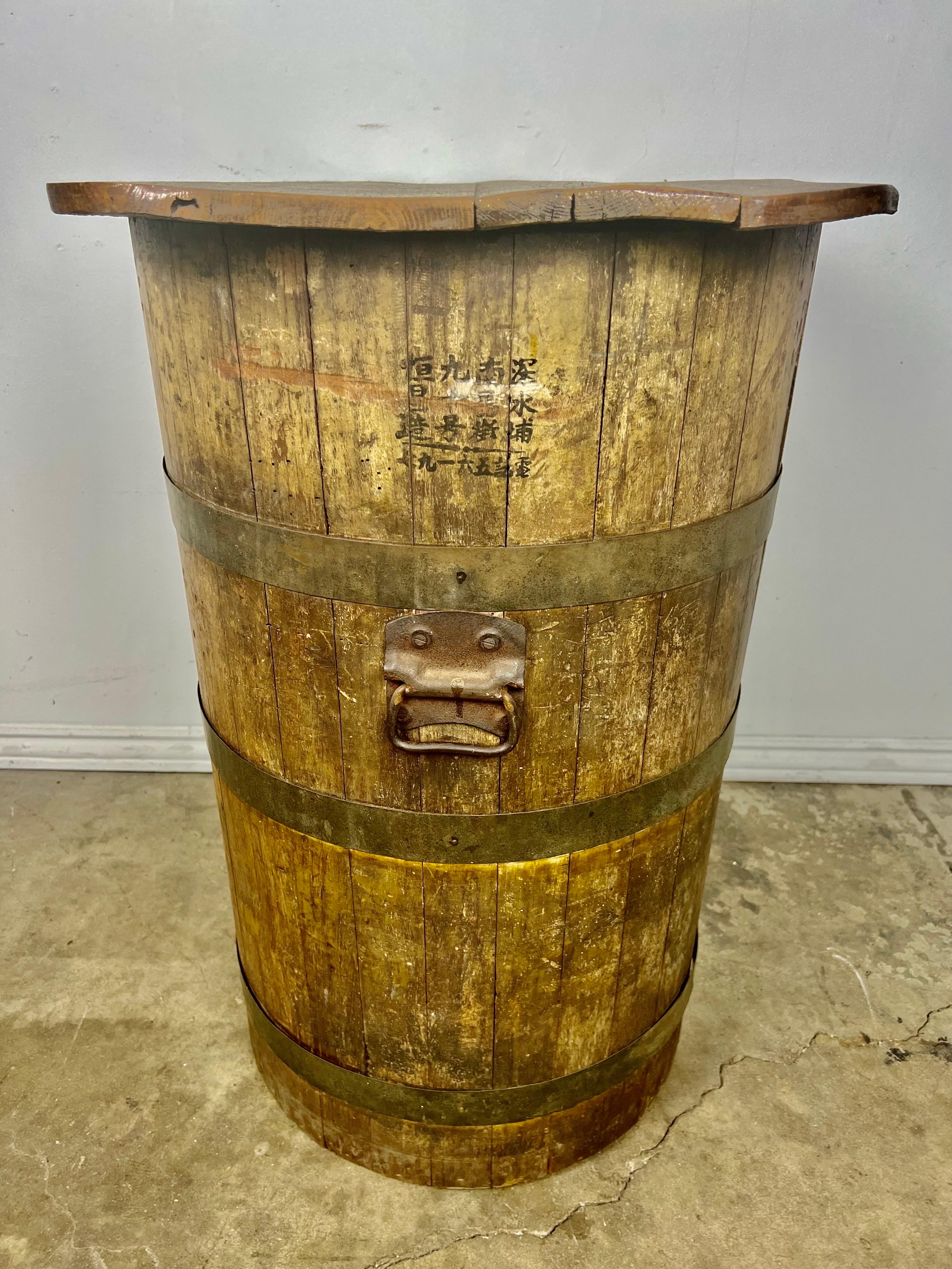 20th Century Vintage Japanese Saki Barrel Table For Sale