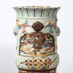 Vintage Japanese Satsuma Bead-Design Ceramic Umbrella Stand