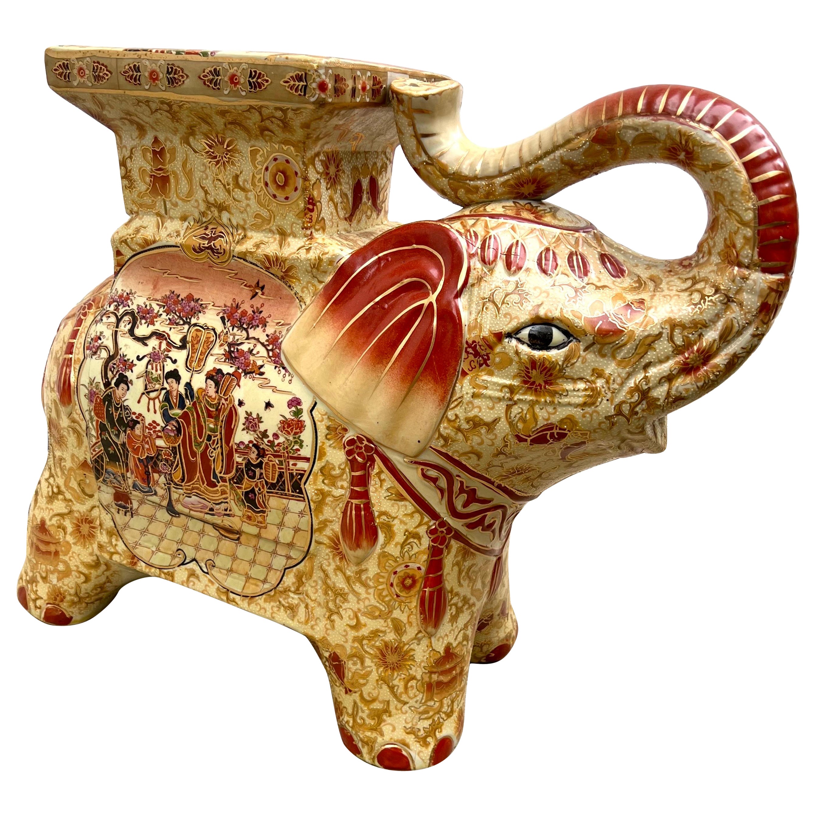 Vintage Japanese Satsuma Designed Ceramic Garden Stool