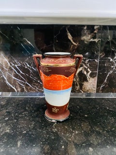 Vintage Japanese Satsuma Portrait Vase with Twin Handles