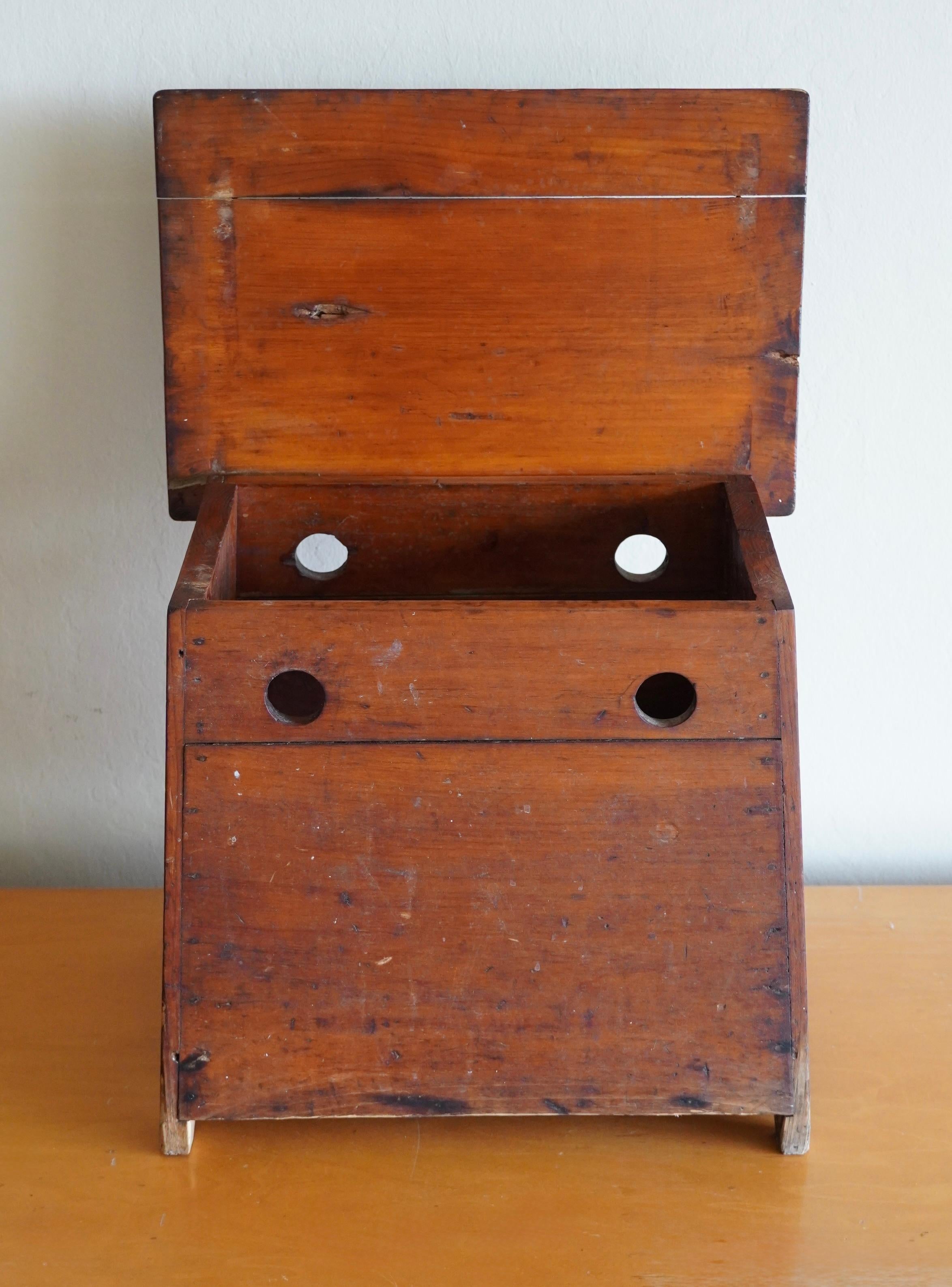 Vintage Japanese Shop Keepers Stool with Lidded Top For Sale 4