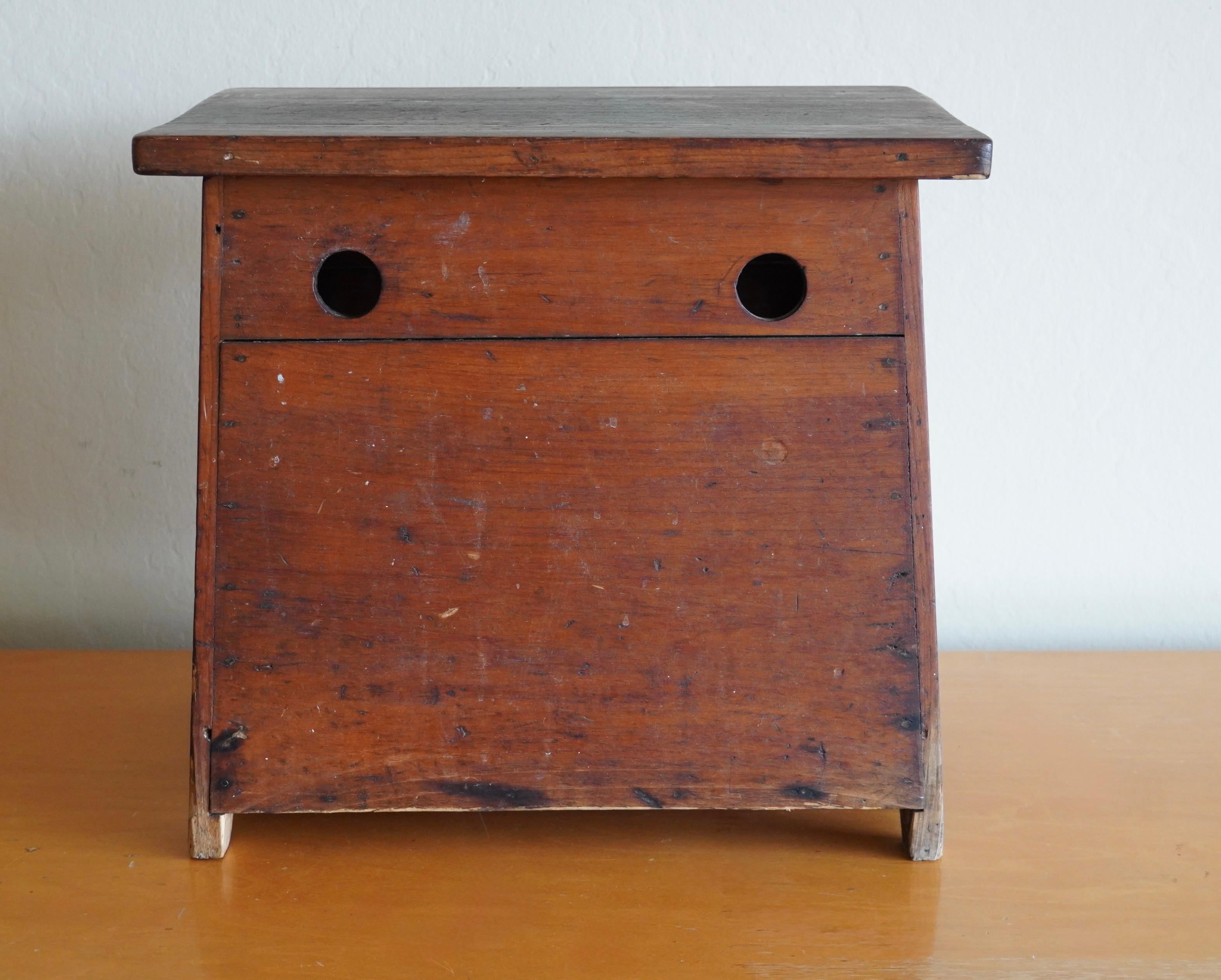 Vintage Japanese Shop Keepers Stool with Lidded Top For Sale 5