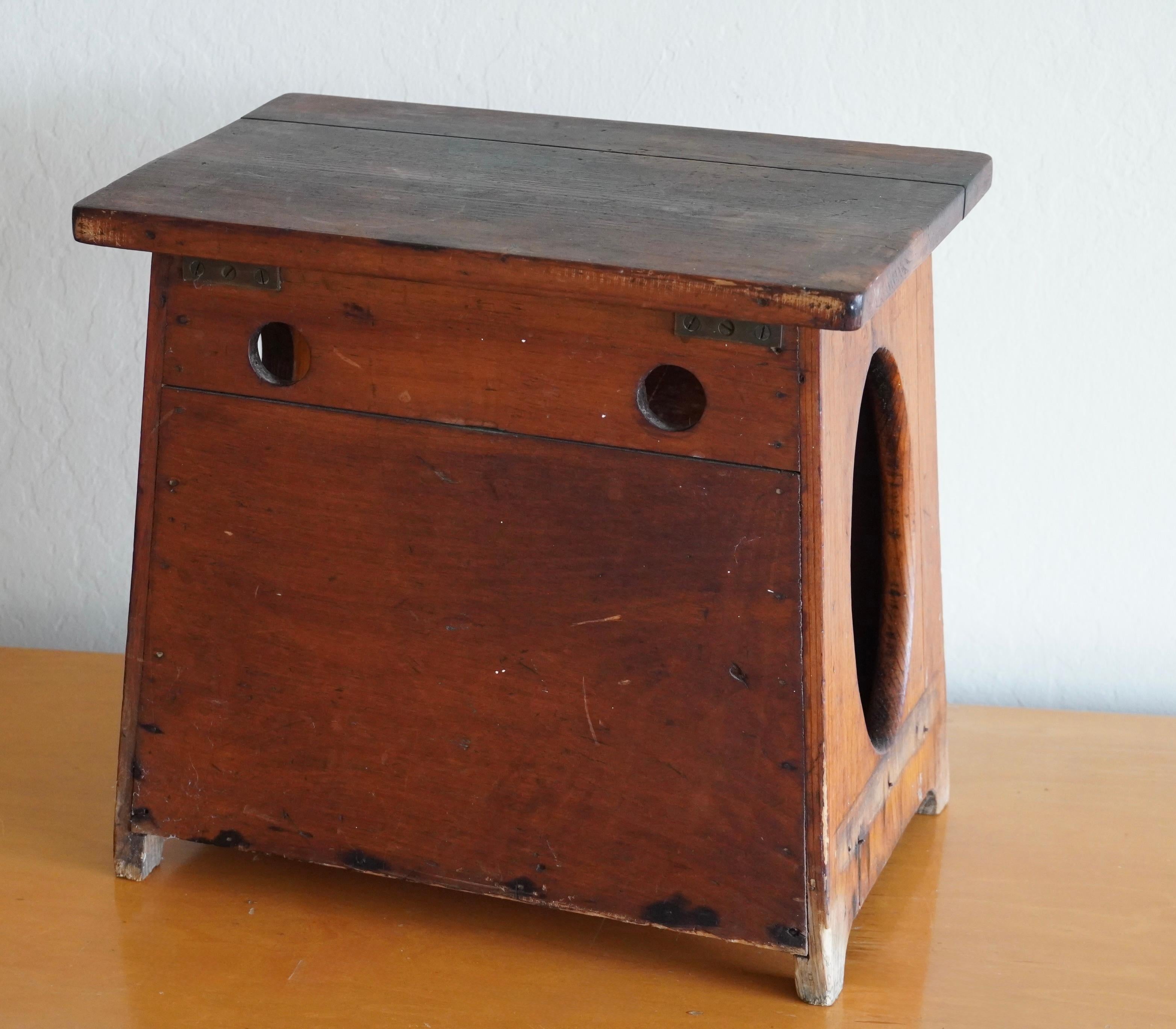 Hand-Crafted Vintage Japanese Shop Keepers Stool with Lidded Top For Sale