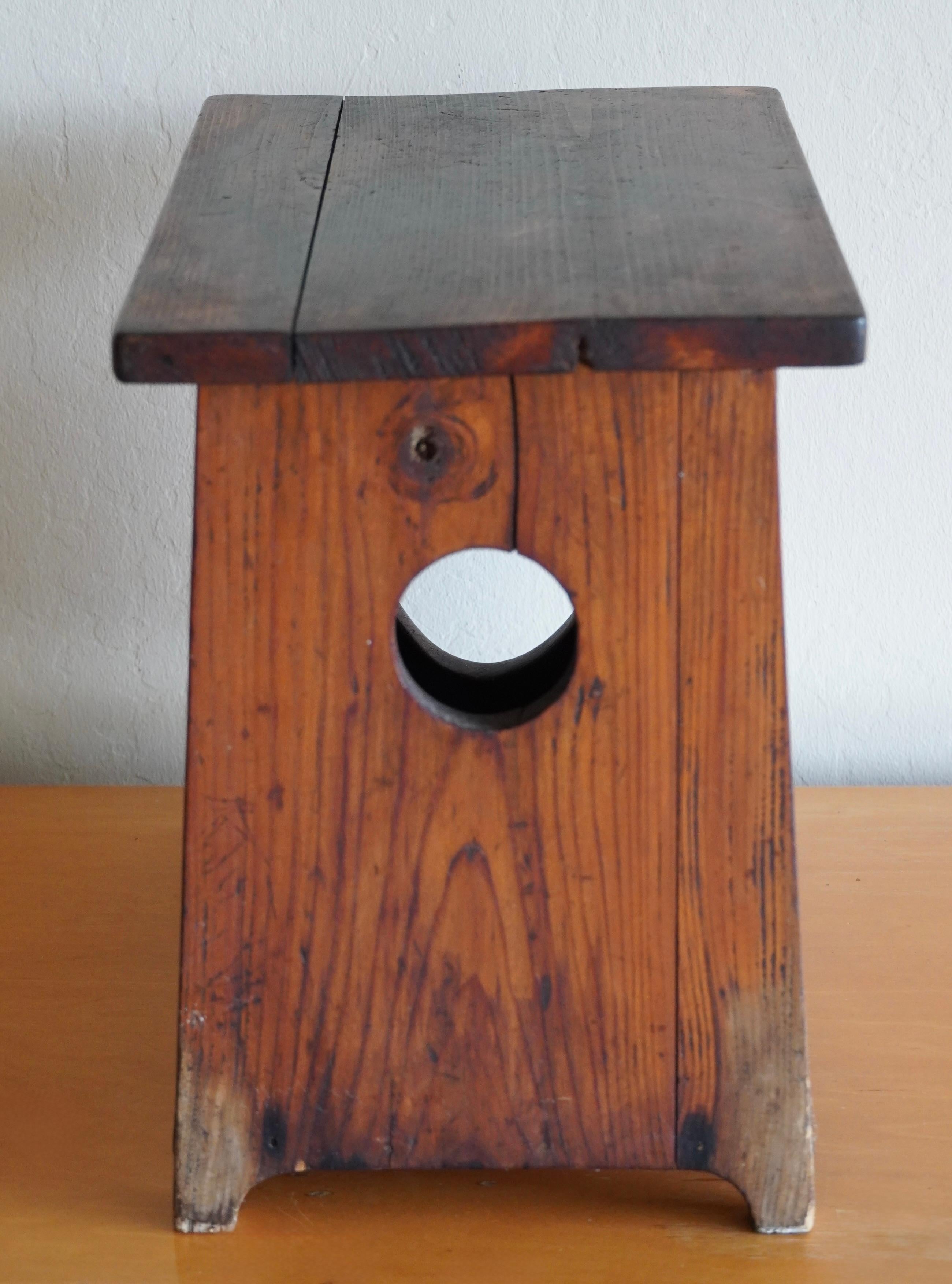 Vintage Japanese Shop Keepers Stool with Lidded Top In Good Condition For Sale In Oakland, CA