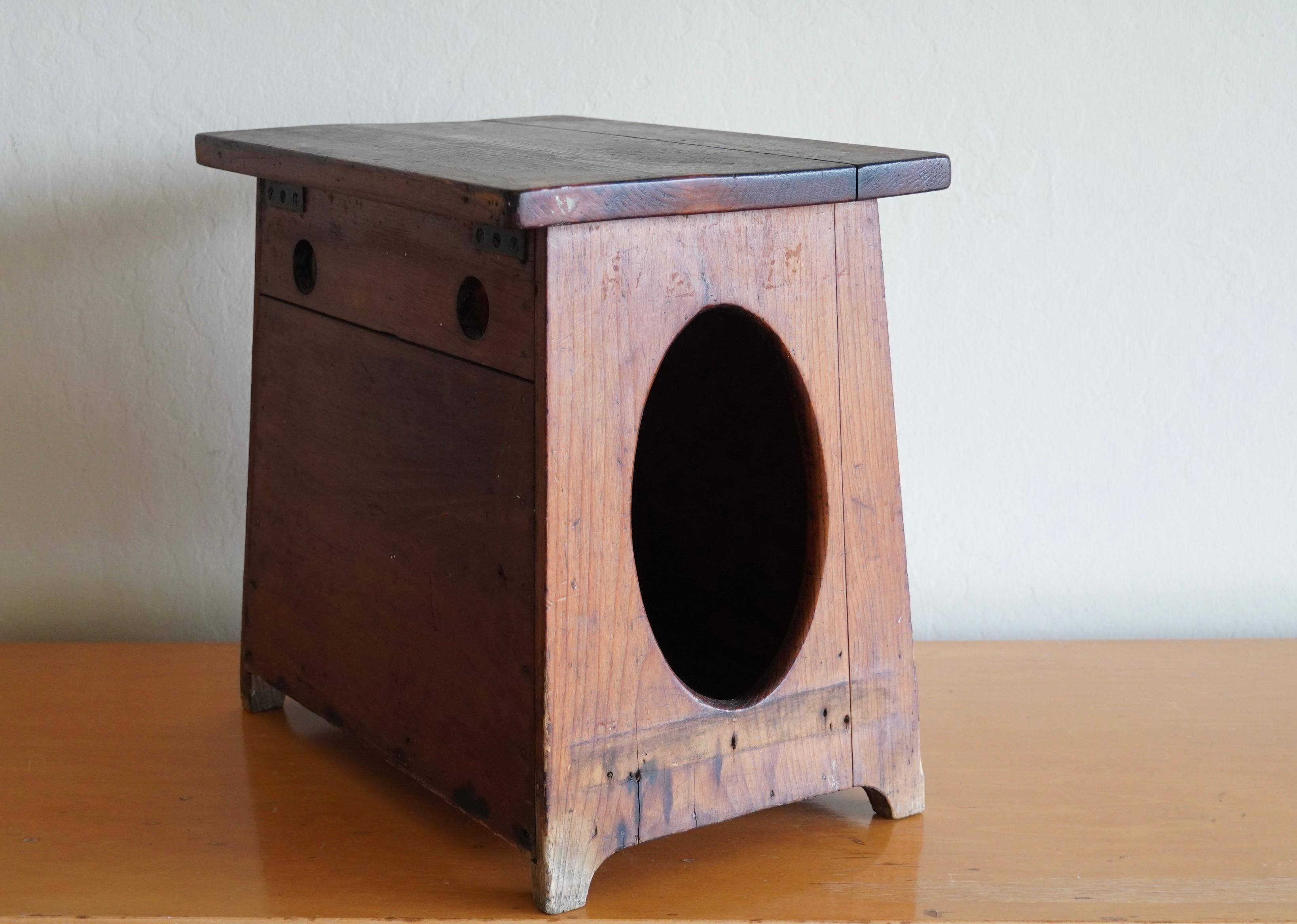 Mid-20th Century Vintage Japanese Shop Keepers Stool with Lidded Top For Sale