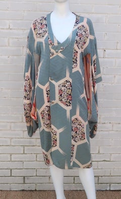Vintage Japanese Silk Kimono Jacket Robe With Unique Closure