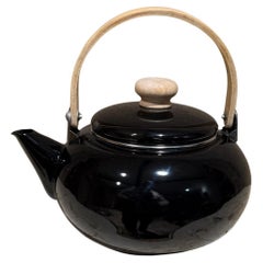 Vintage Japanisch Kleine schwarze Teekanne Emaille Kessel
