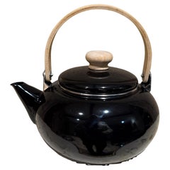 Vintage Japanisch Kleine schwarze Teekanne Emaille Kessel