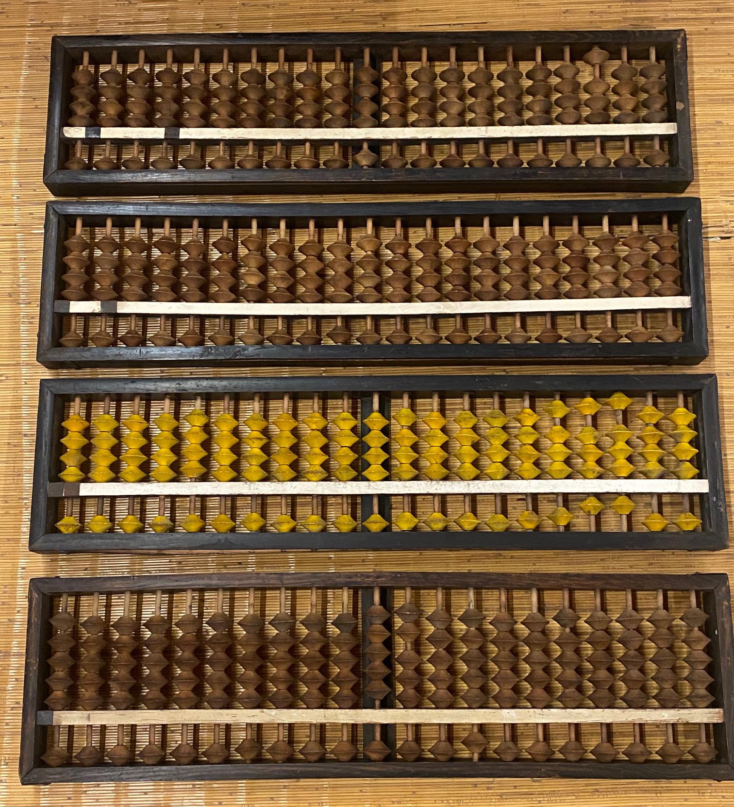 Vintage Japanese Soroban - abacus. A traditional way to help students understand place values, practice number bonds, and manipulate numbers quickly. In very good condition. Iron corners
Age appropriate wear.
These are sold and priced per item.