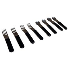 Vintage Japanese Stainless Flatware Fork Spoon Set Eight