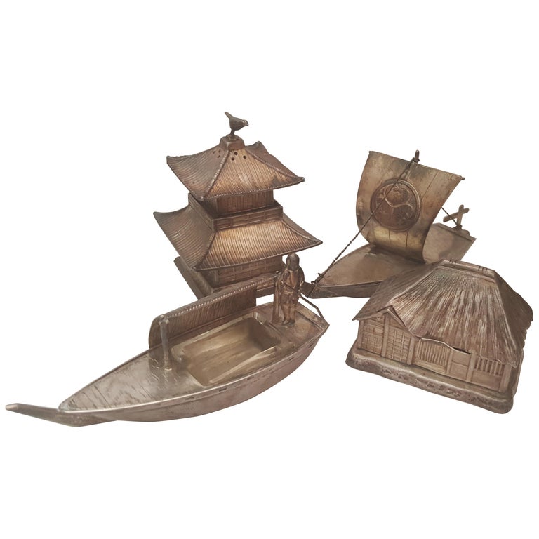 Vintage Japanese Sterling Salt Pepper Shaker Salt Bowl Chiyodaya Pagona For Sale At 1stdibs