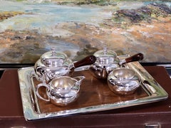 Vintage Japanese Sterling Silver Four Piece Tea Service and Tray Circa 1945