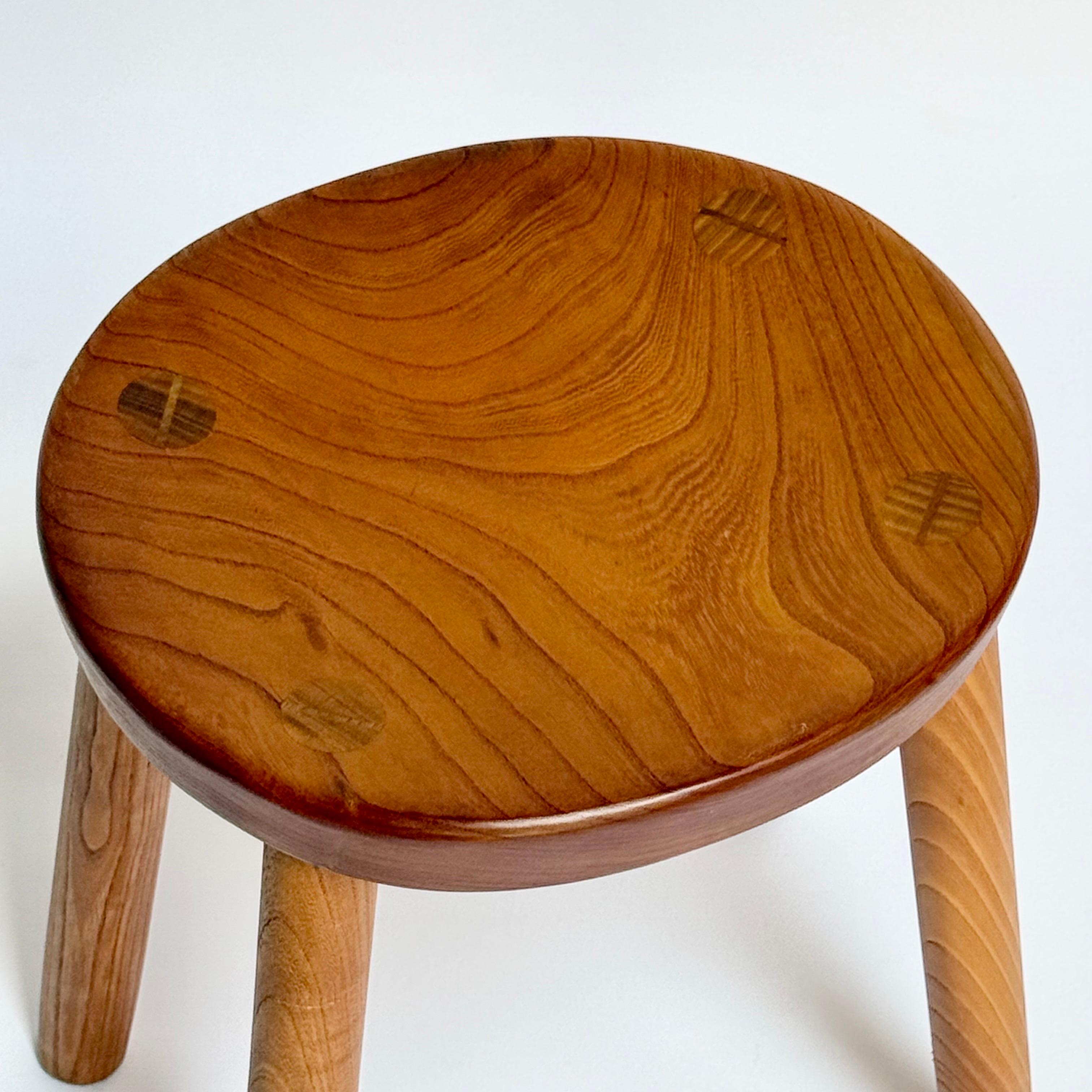 Modern Vintage Japanese Studio Craft Wood Stool For Sale