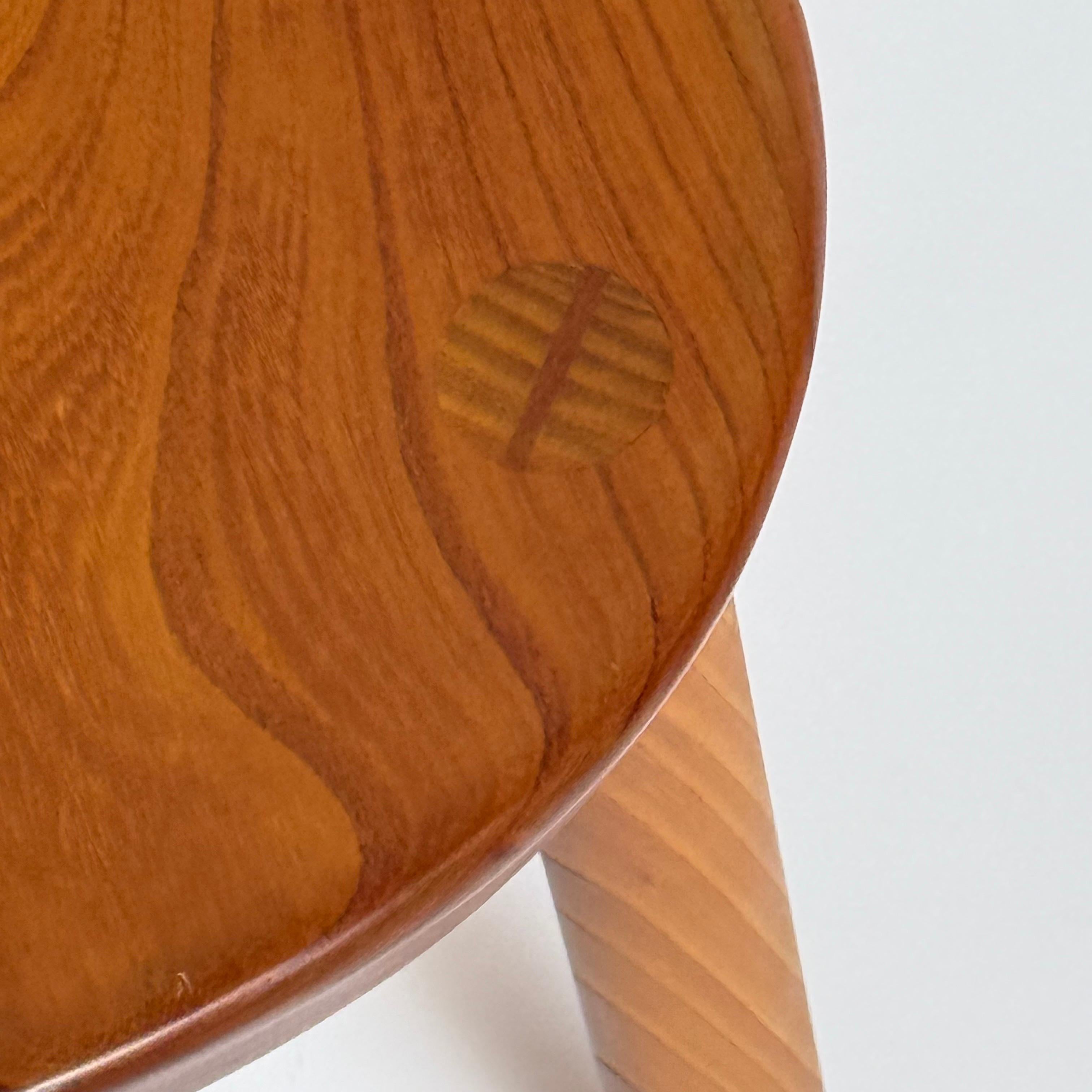 Vintage Japanese Studio Craft Wood Stool In Good Condition For Sale In Oakland, CA