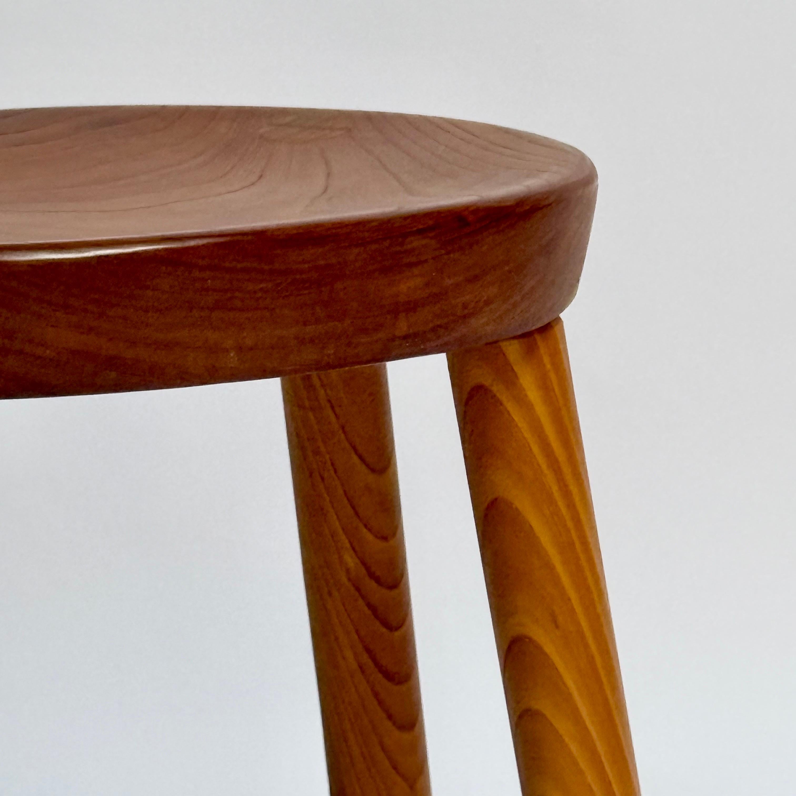 Late 20th Century Vintage Japanese Studio Craft Wood Stool For Sale