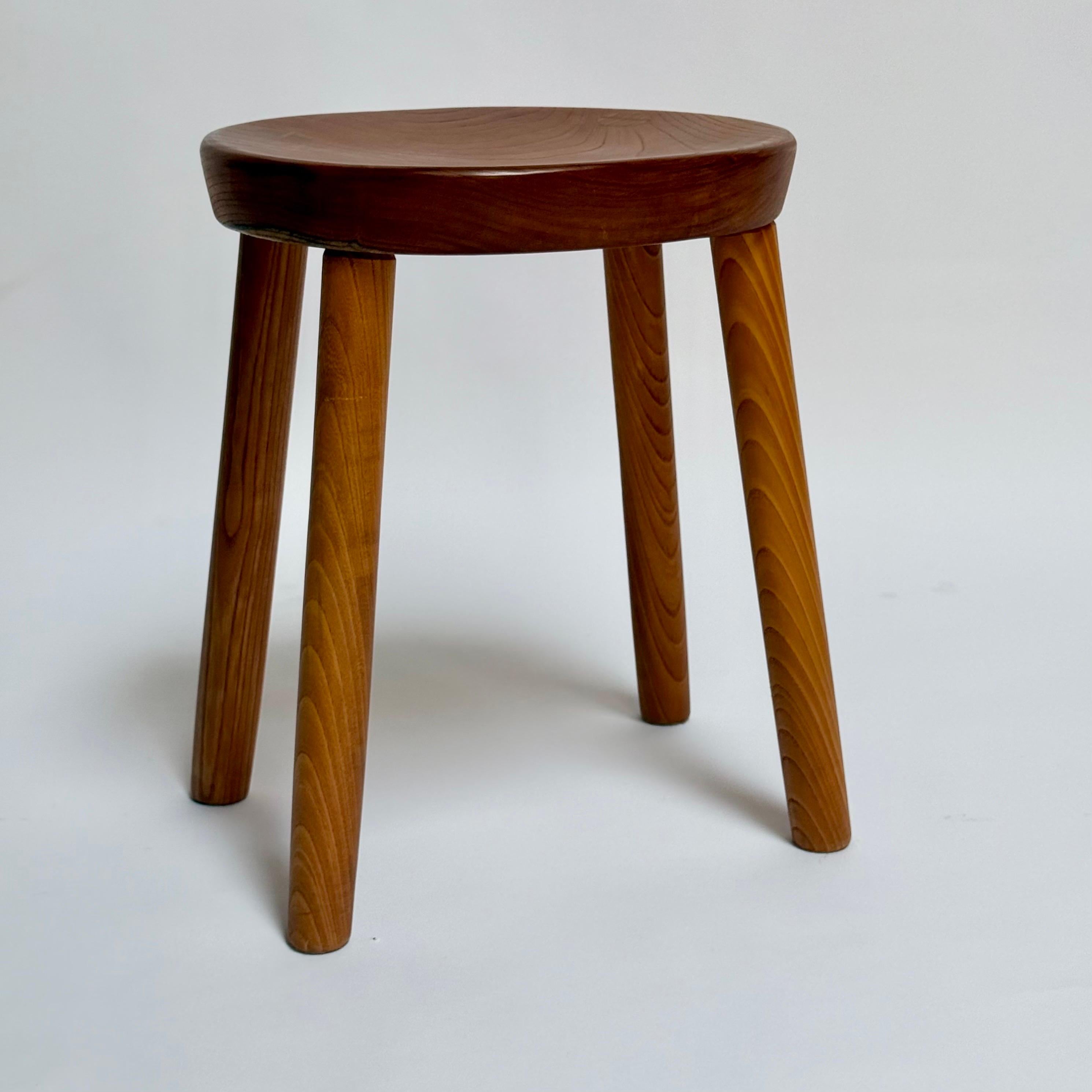 Vintage Japanese Studio Craft Wood Stool For Sale 1