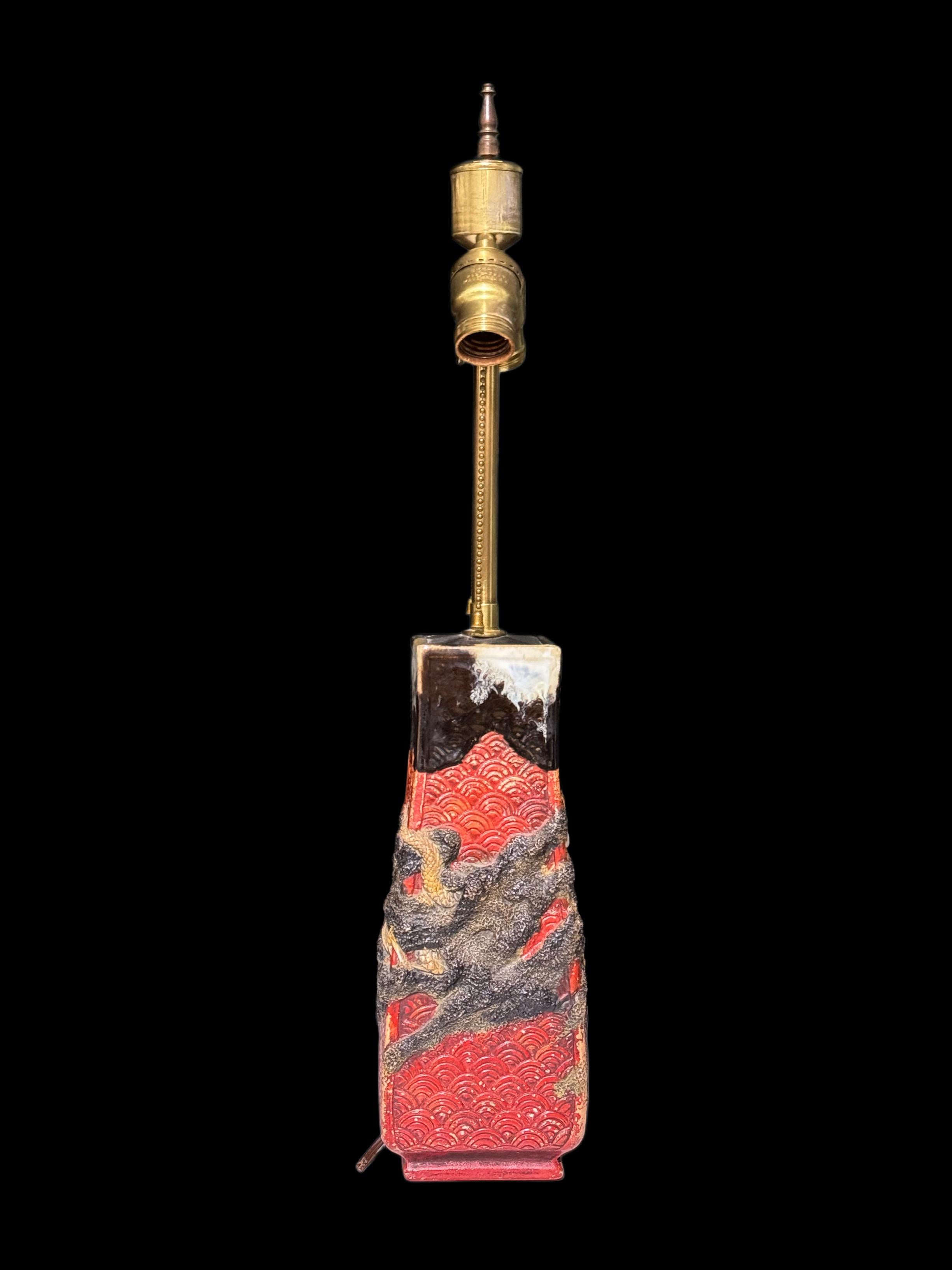 Vintage Japanese Sumida Gawa Ceramic Height Adjustable Table Lamp For Sale 1