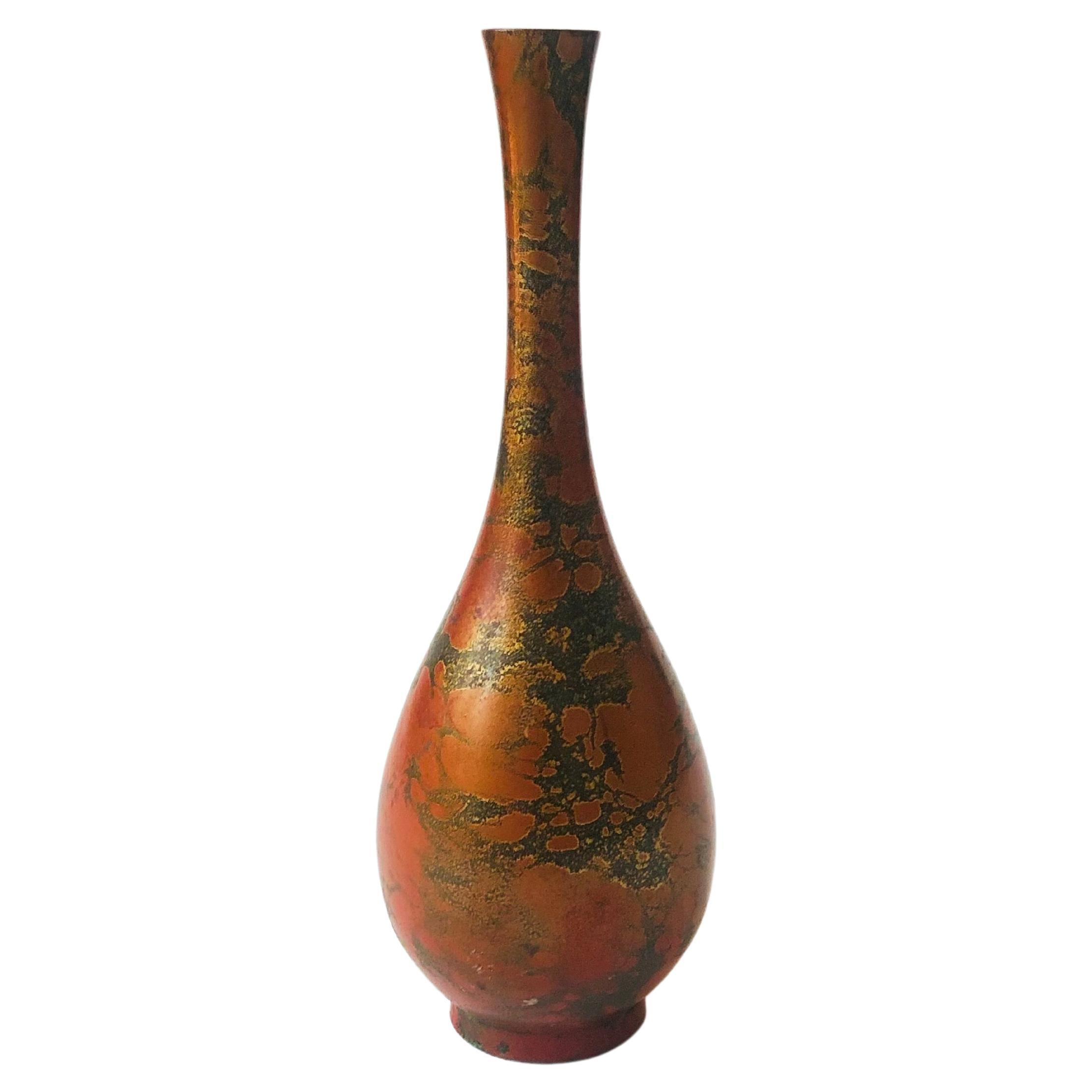 Vintage Japanese Bronze Patinated Bottle Vase at 1stDibs