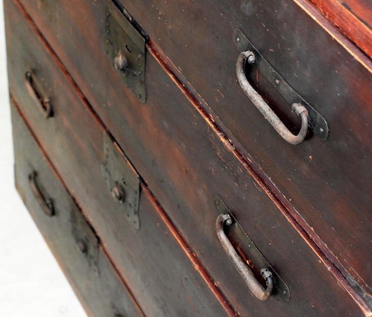 Vintage Japanese Tansu 6Drawer Chest with Iron Hardware, Meiji Period