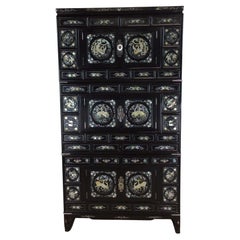 Antique Japanese Tansu Cabinet with Mother of Pearl Inlay