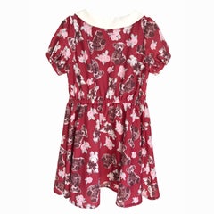 Vintage Japanese Teddy Bear Red Dress with Peter Pan Collar