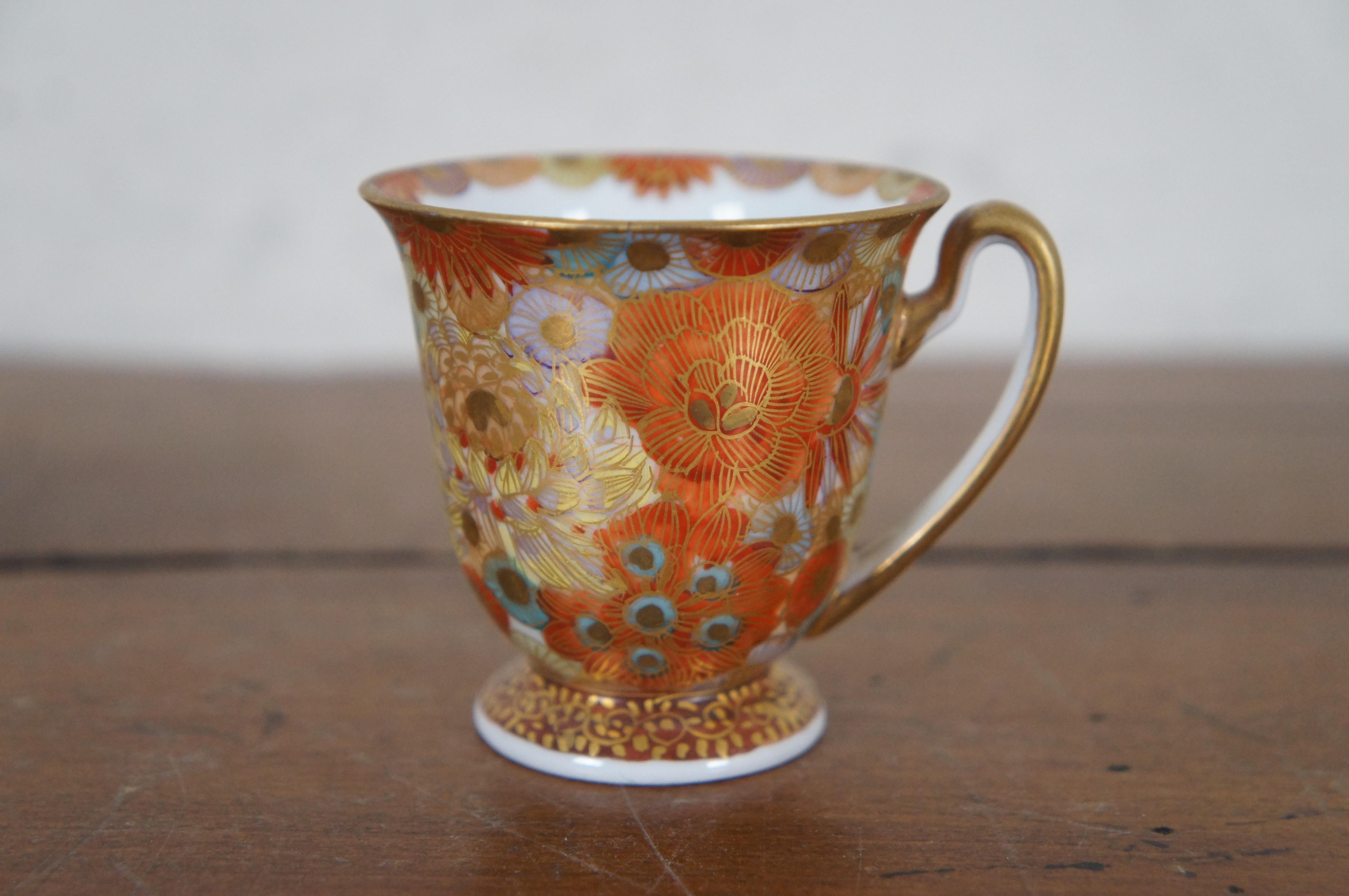 Vintage Japanese Thousand Flower Satsuma Porcelain Demitasse Tea Coffee Set For Sale 4