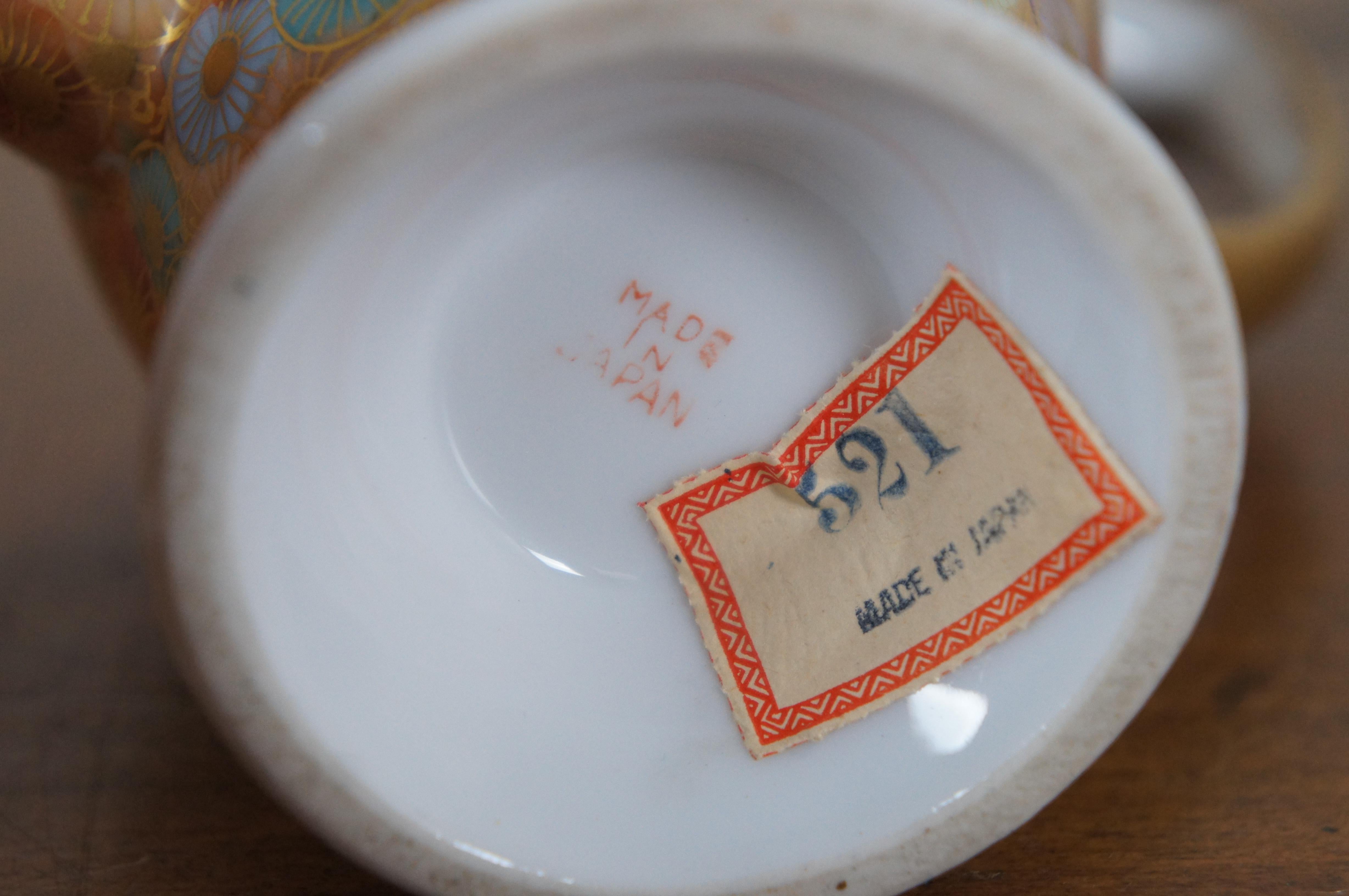 Service à thé et café Demitasse en porcelaine japonaise Thousand Flower Satsuma Vintage en vente 6