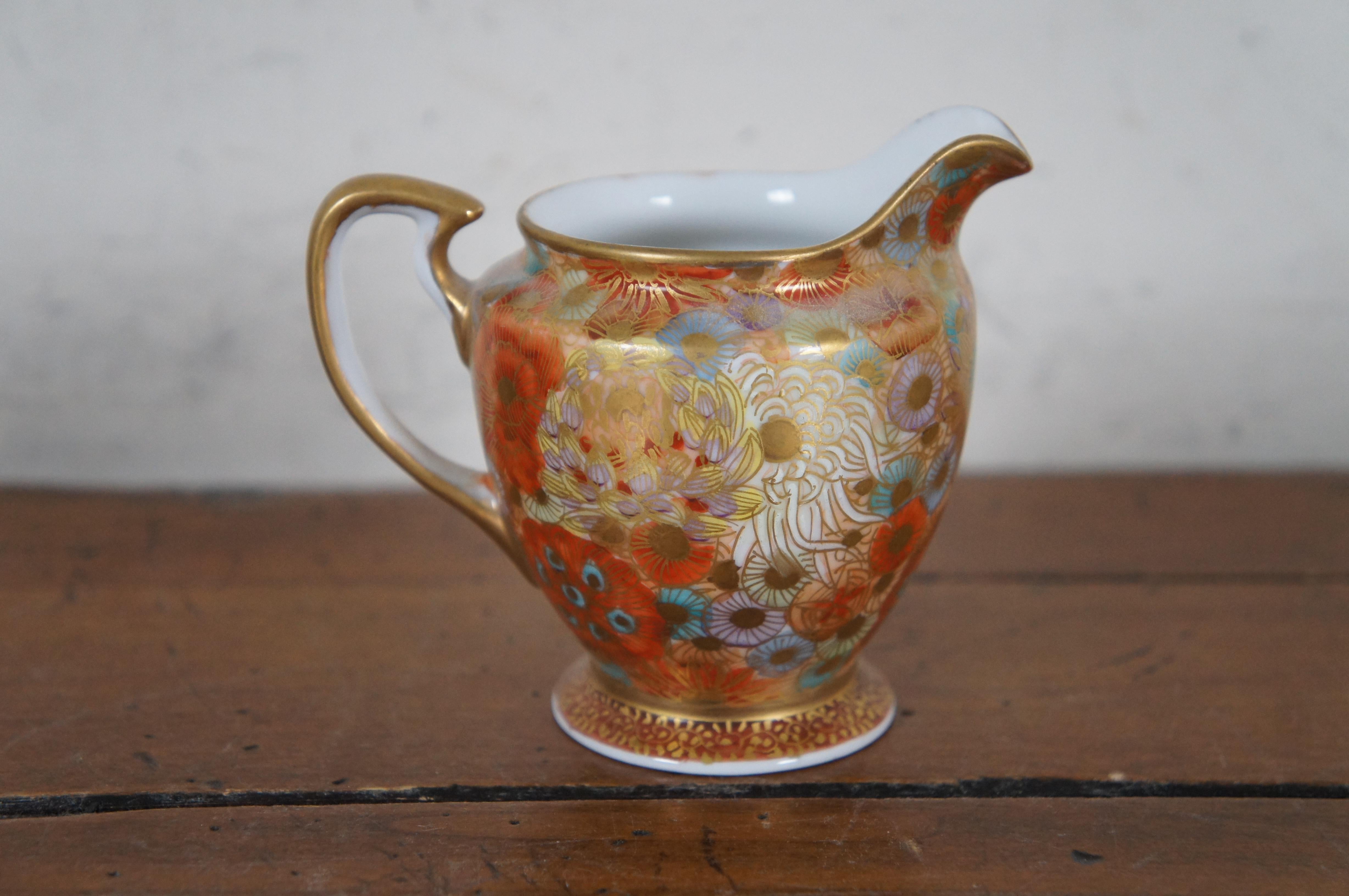 Japonisme Vintage Japanese Thousand Flower Satsuma Porcelain Demitasse Tea Coffee Set For Sale