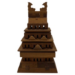 Vintage Japanese Tower Form Puzzle Box