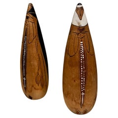 Figure di monache trappiste giapponesi d'epoca in legno tornito