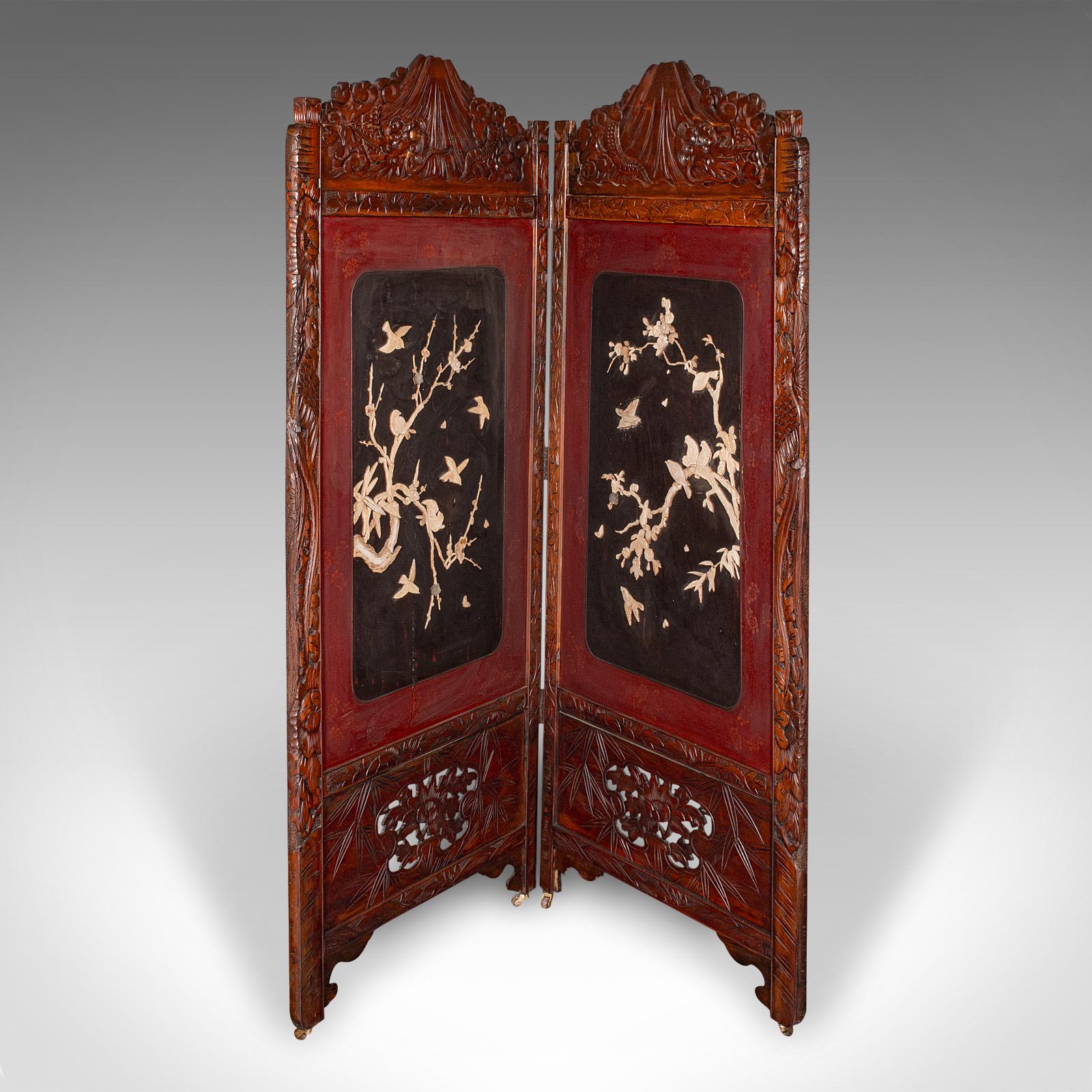 Vintage Japanese Two-Panel Privacy Screen, Art Deco, Room Divider, Circa 1940 In Good Condition For Sale In Hele, Devon, GB