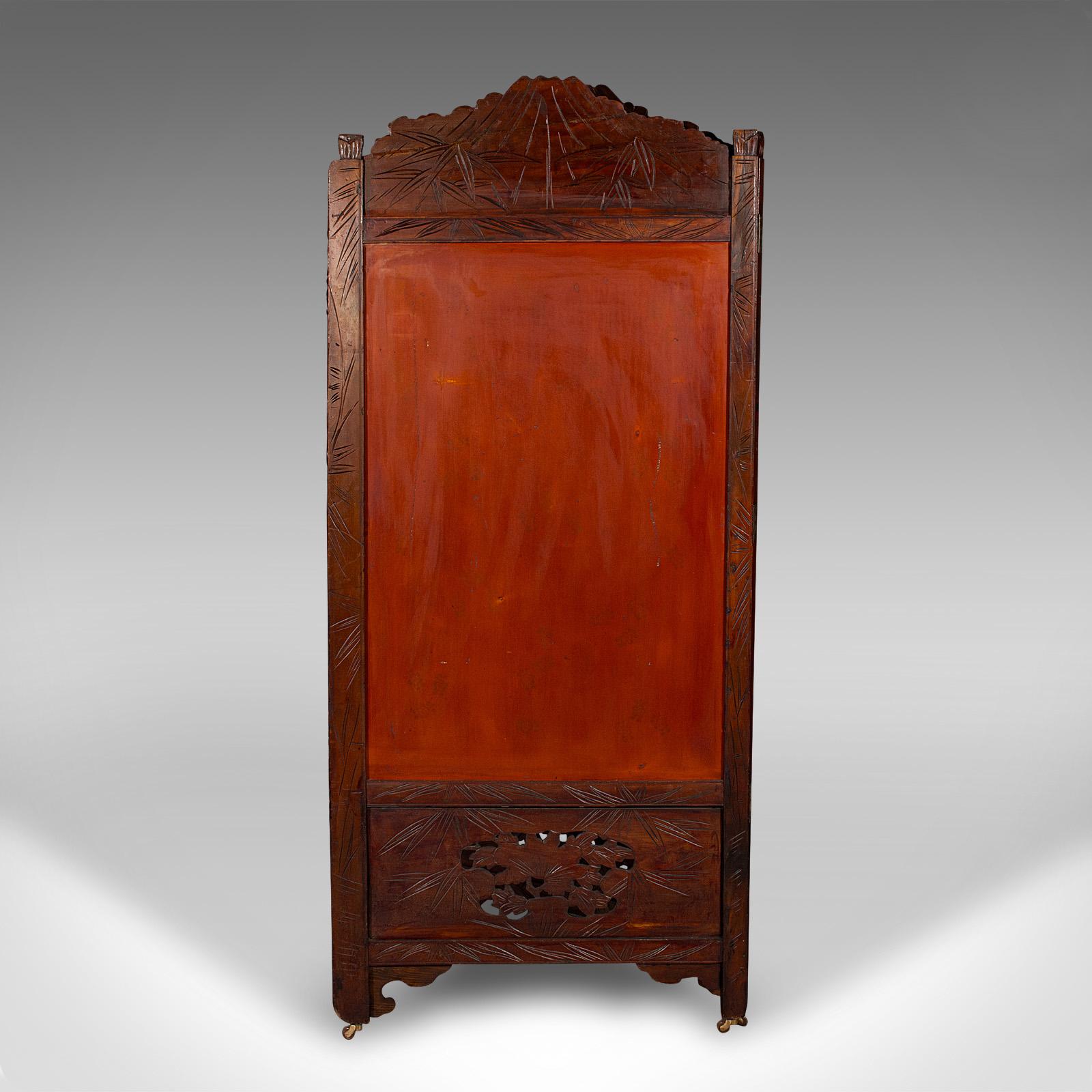 Mahogany Vintage Japanese Two-Panel Privacy Screen, Art Deco, Room Divider, Circa 1940 For Sale