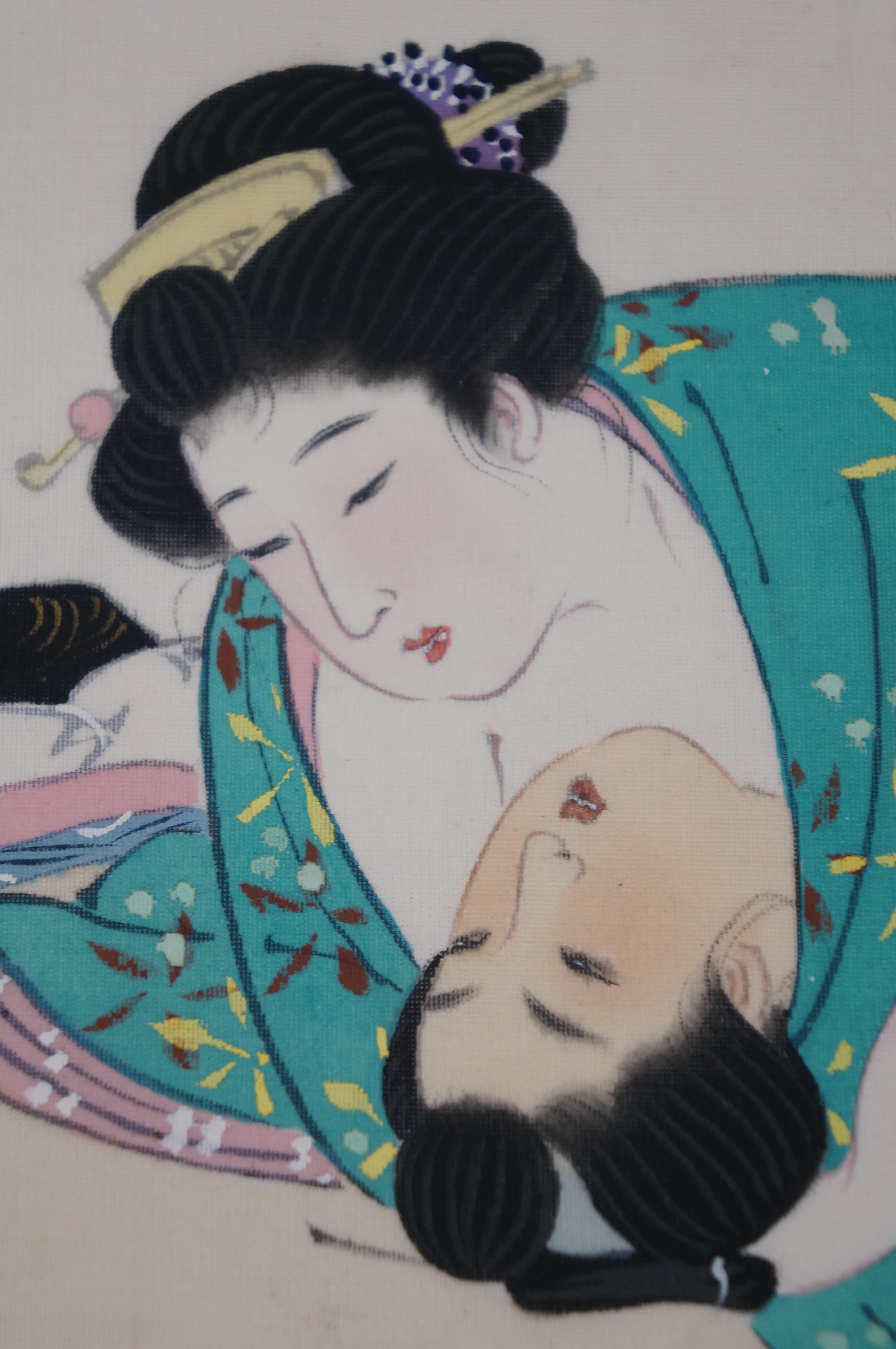 Vintage Japanese Ukioye Shunga Erotic Hand gemalt Scoll 31
