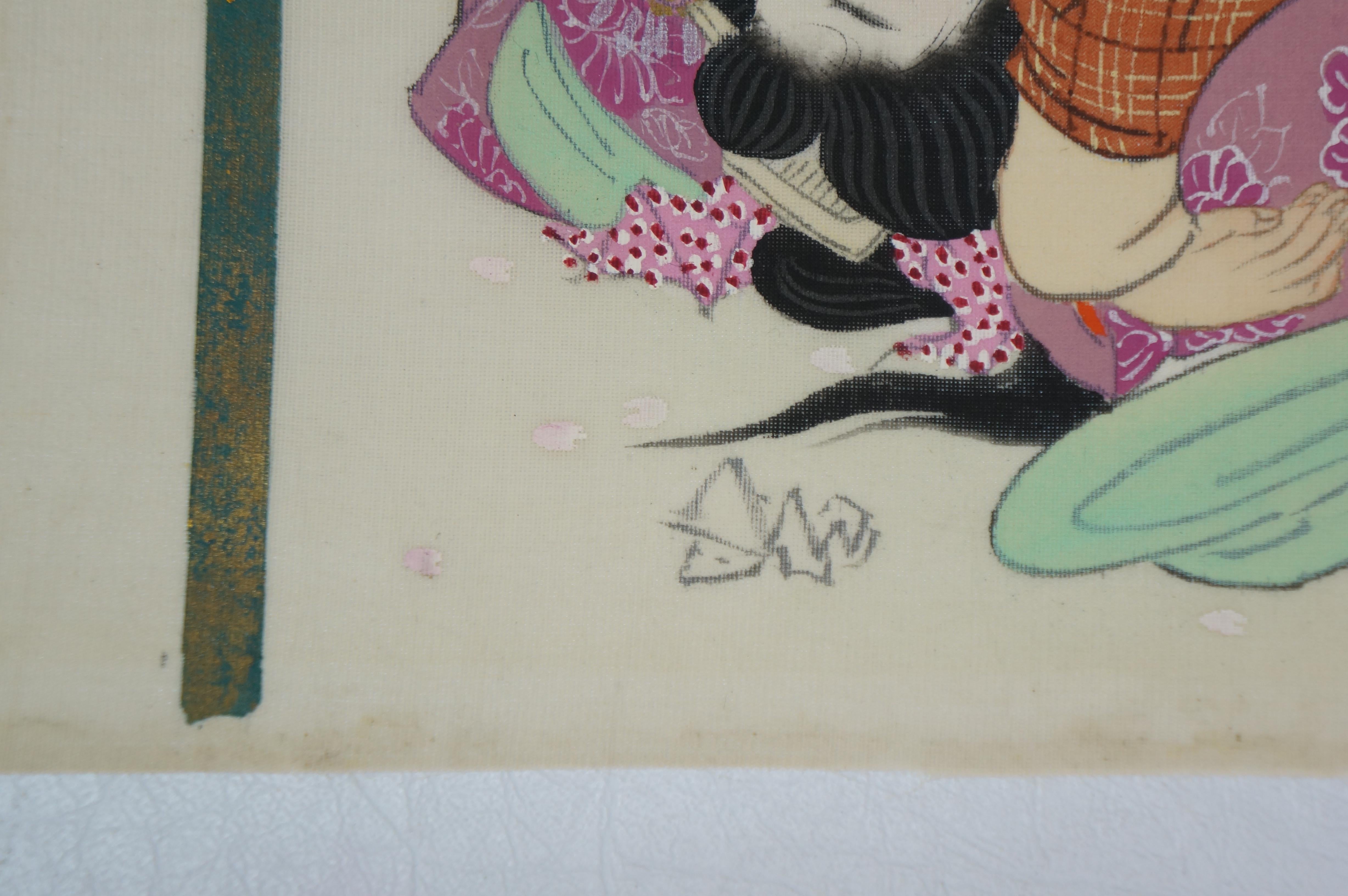 Vintage Japanese Ukioye Shunga Erotic Hand gemalt Scoll 31