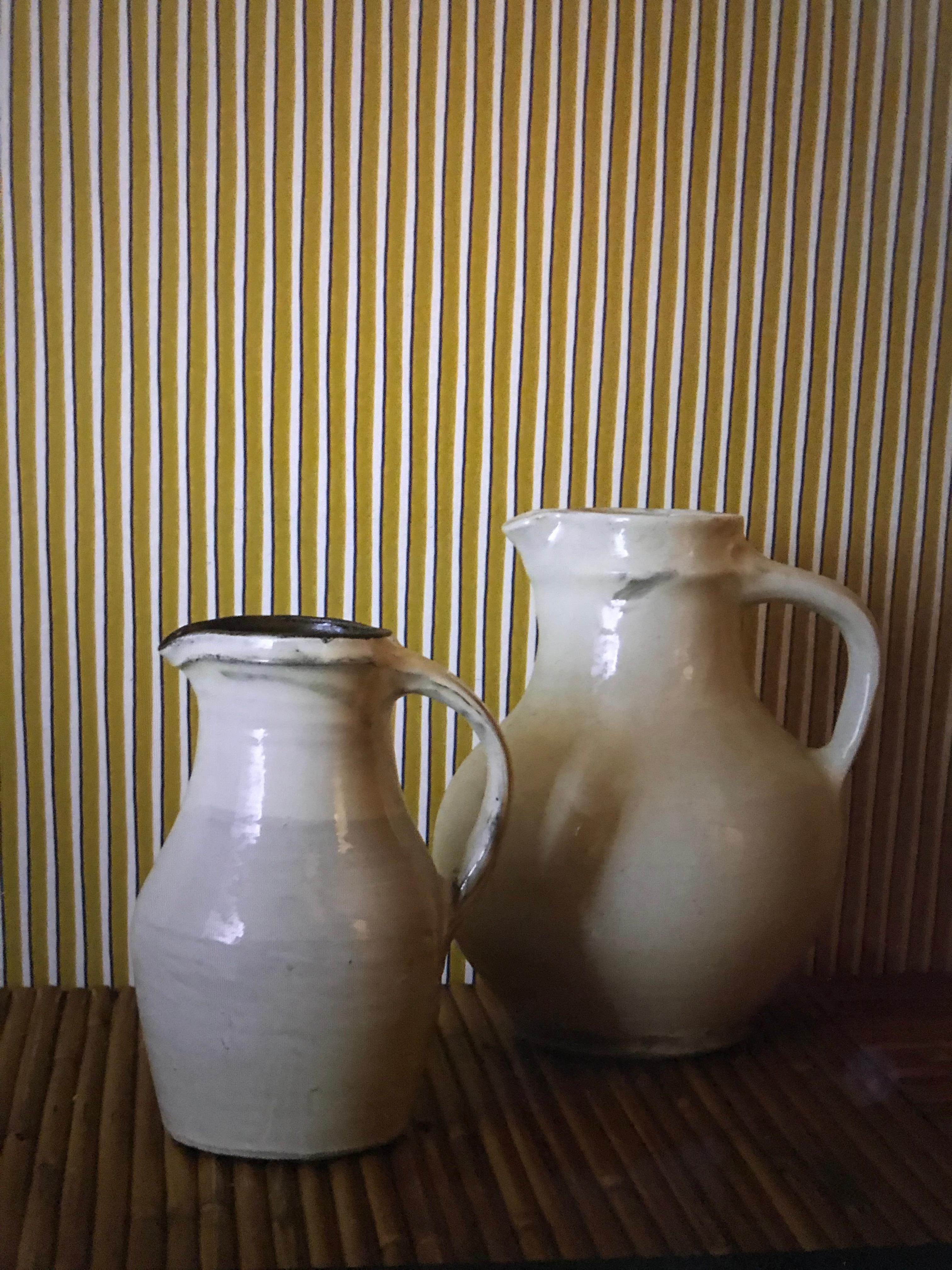 Vintage Japanese White Glazed Pitcher Made, Potters of The Onta Pottery Village In Good Condition In Copenhagen K, DK