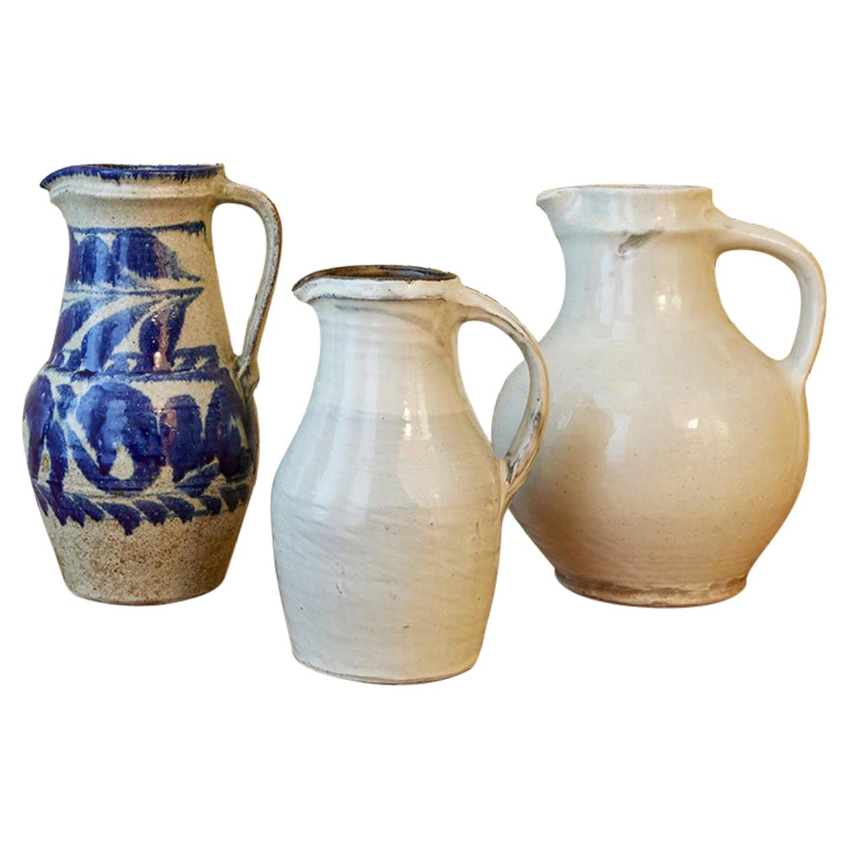 Vintage Japanese White Glazed Pitcher Made, Potters of The Onta Pottery Village