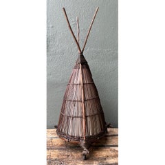 Vintage Japanese Woven Reed Lamp