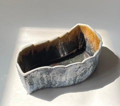 Vintage Japanese Yamasan Ikebana Vase in Glazed Stoneware, 1970s
