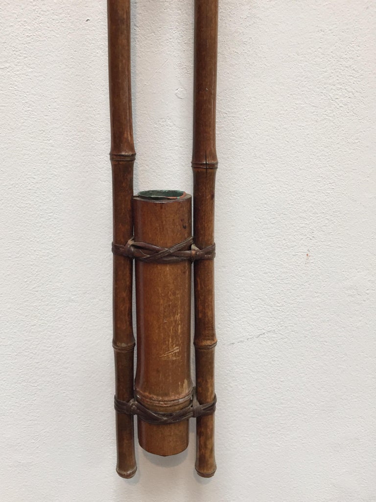 Vintage Japenese Bamboo Wall Hanging Vase at 1stDibs