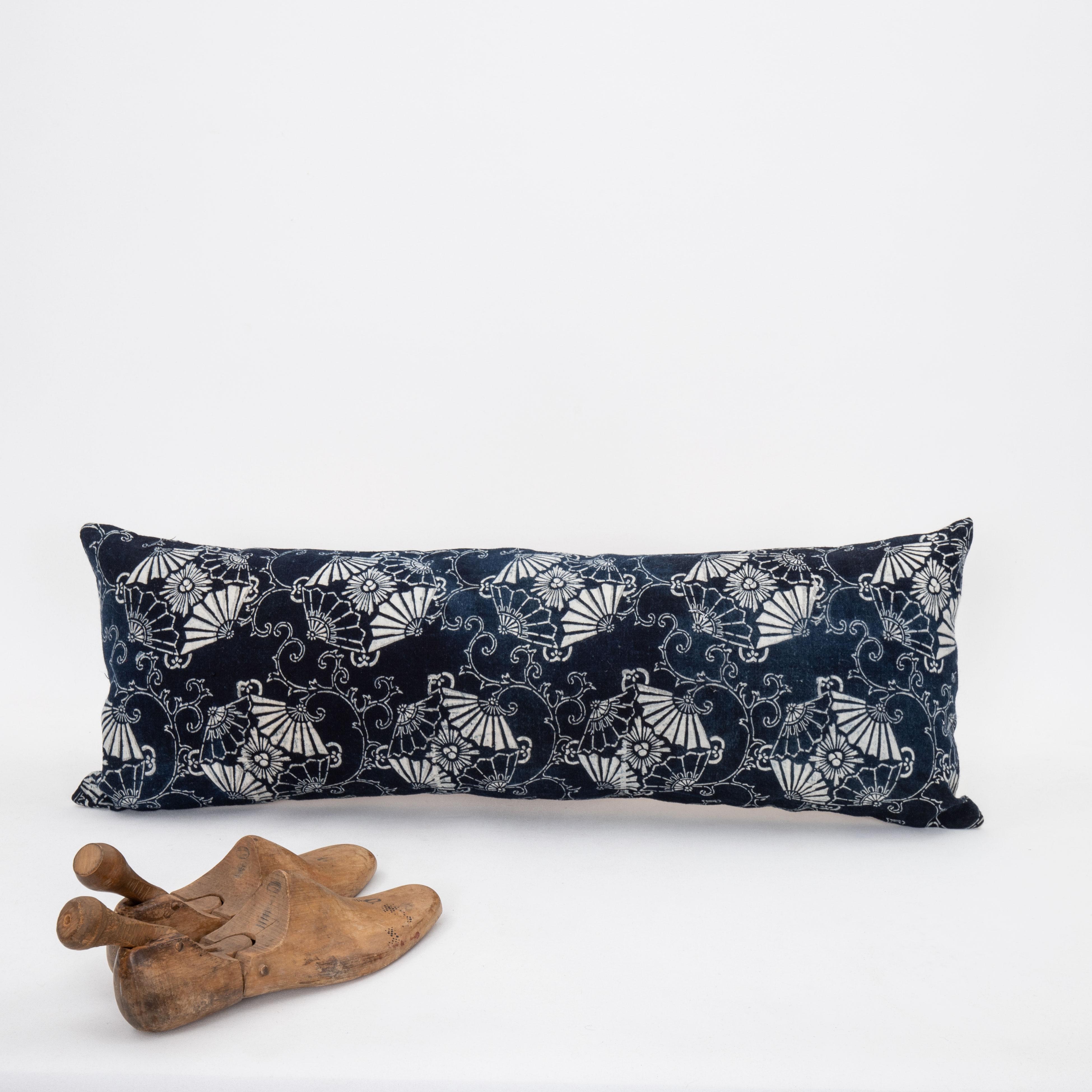 Japanese Vintage Japenese Batik Lumbar Pillow Case For Sale