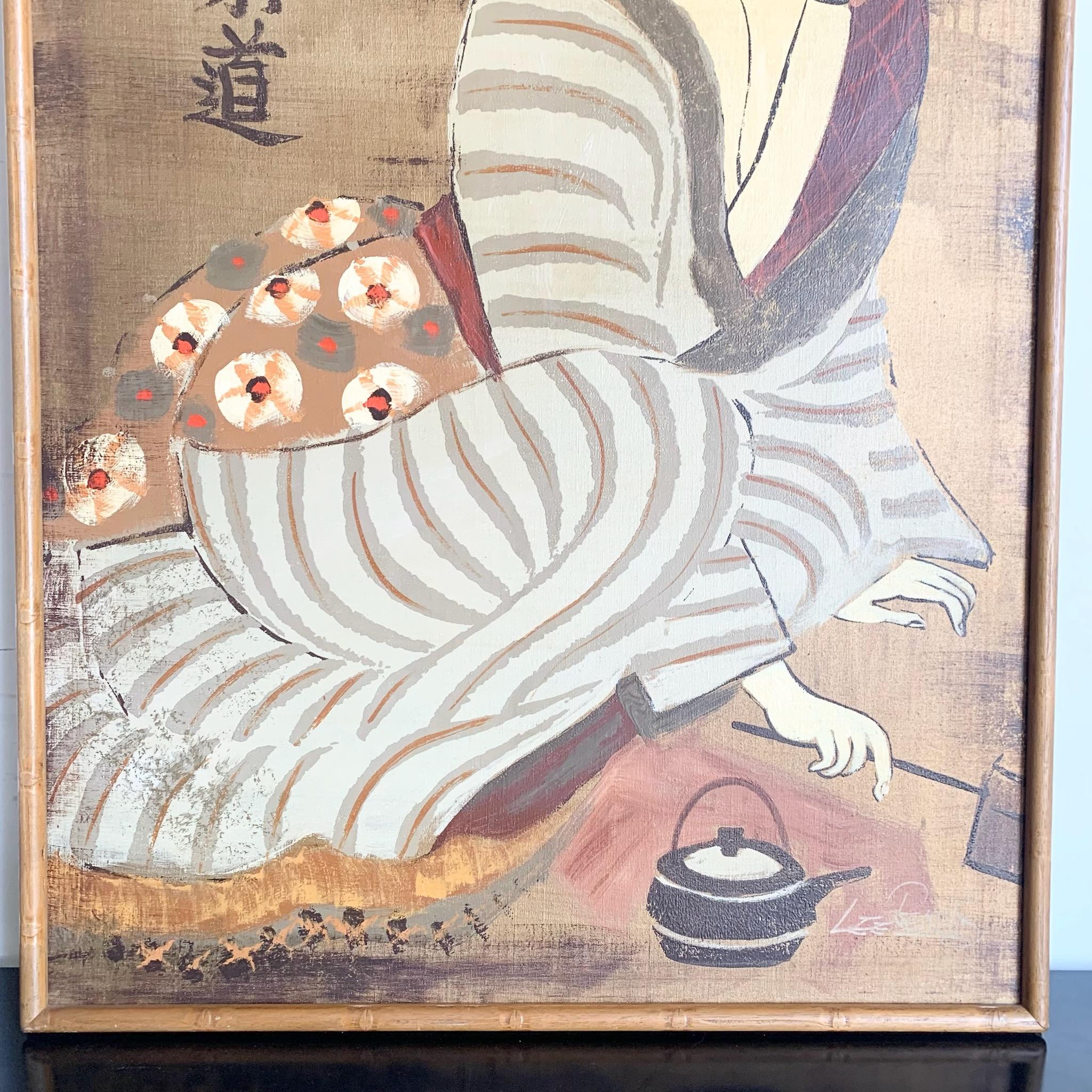 Vintage Japonisme signiert und gerahmt Gemälde von Lee Reynolds (amerikanisch) im Angebot