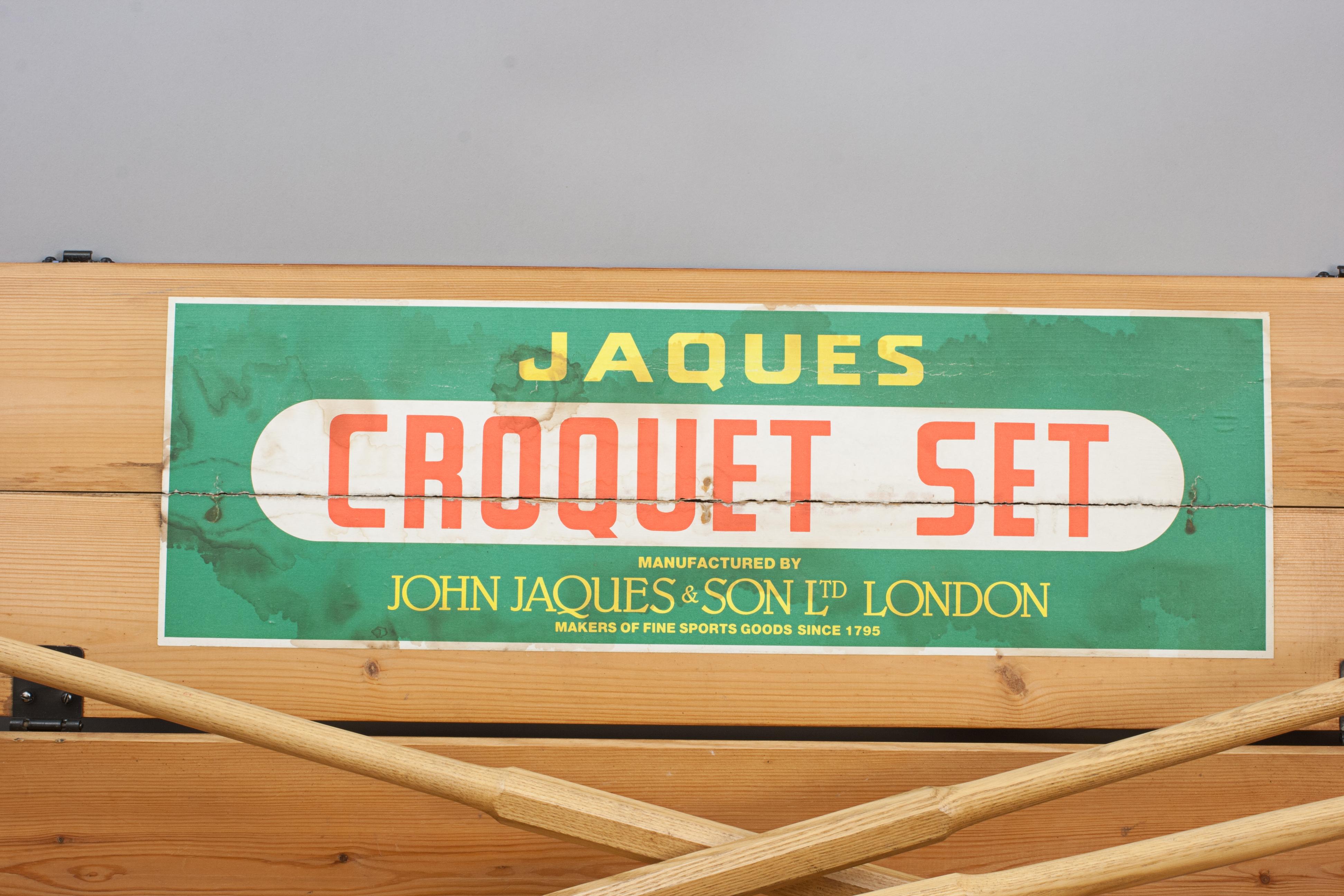 Vintage Jaques Brass Bound Oxford Croquet Set in Pine Box 6