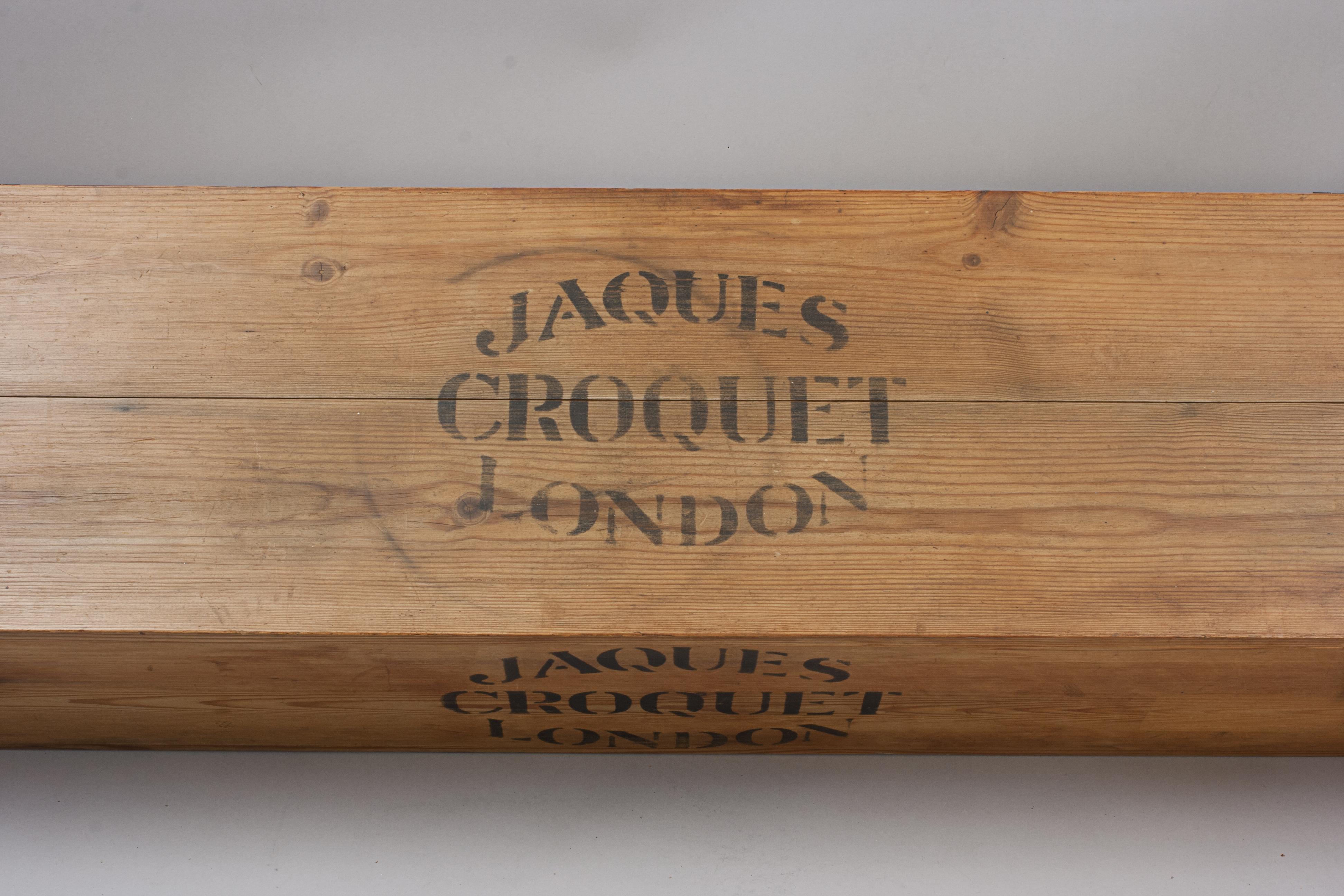 Vintage Jaques Brass Bound Oxford Croquet Set in Pine Box For Sale 7