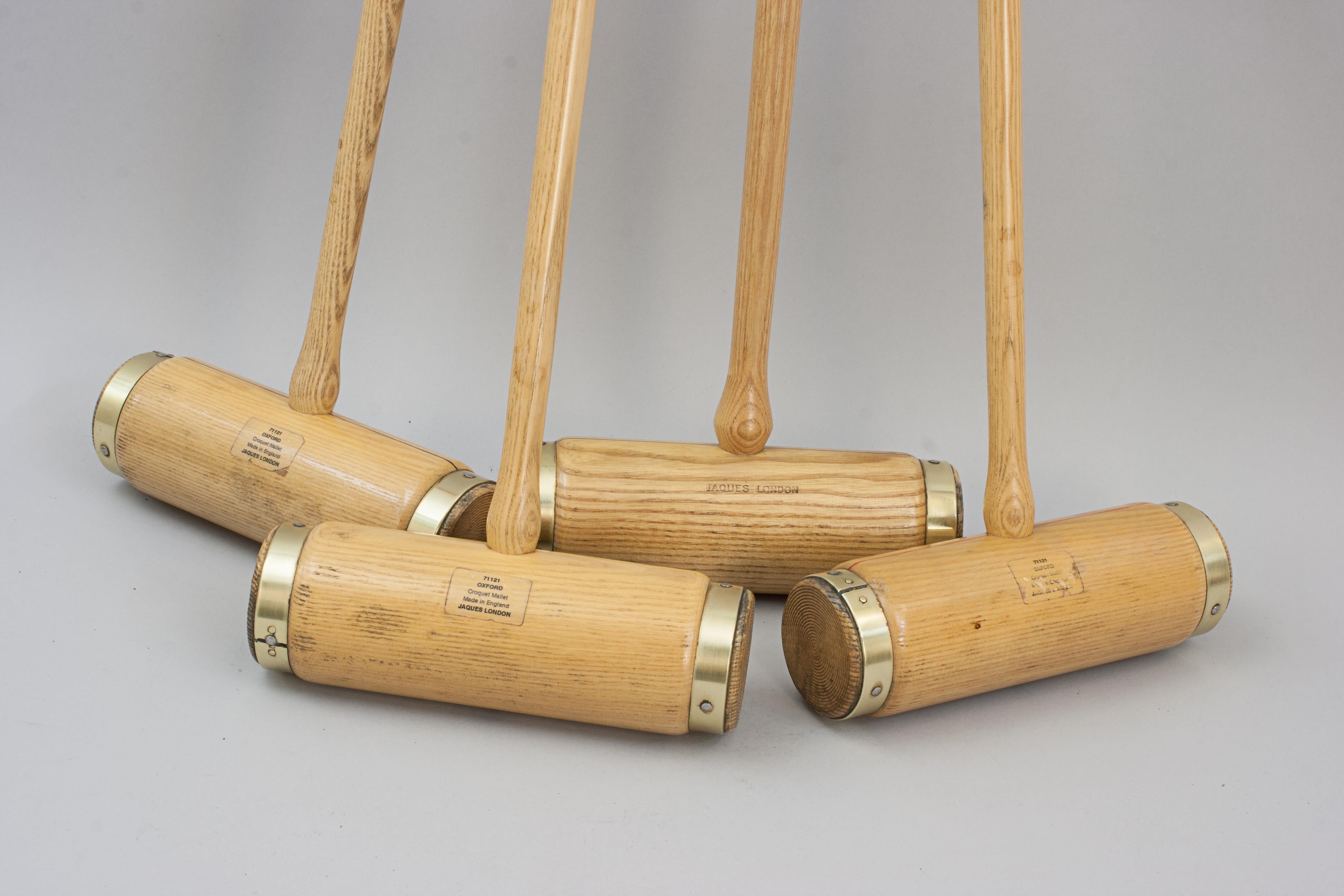 20th Century Vintage Jaques Brass Bound Oxford Croquet Set in Pine Box