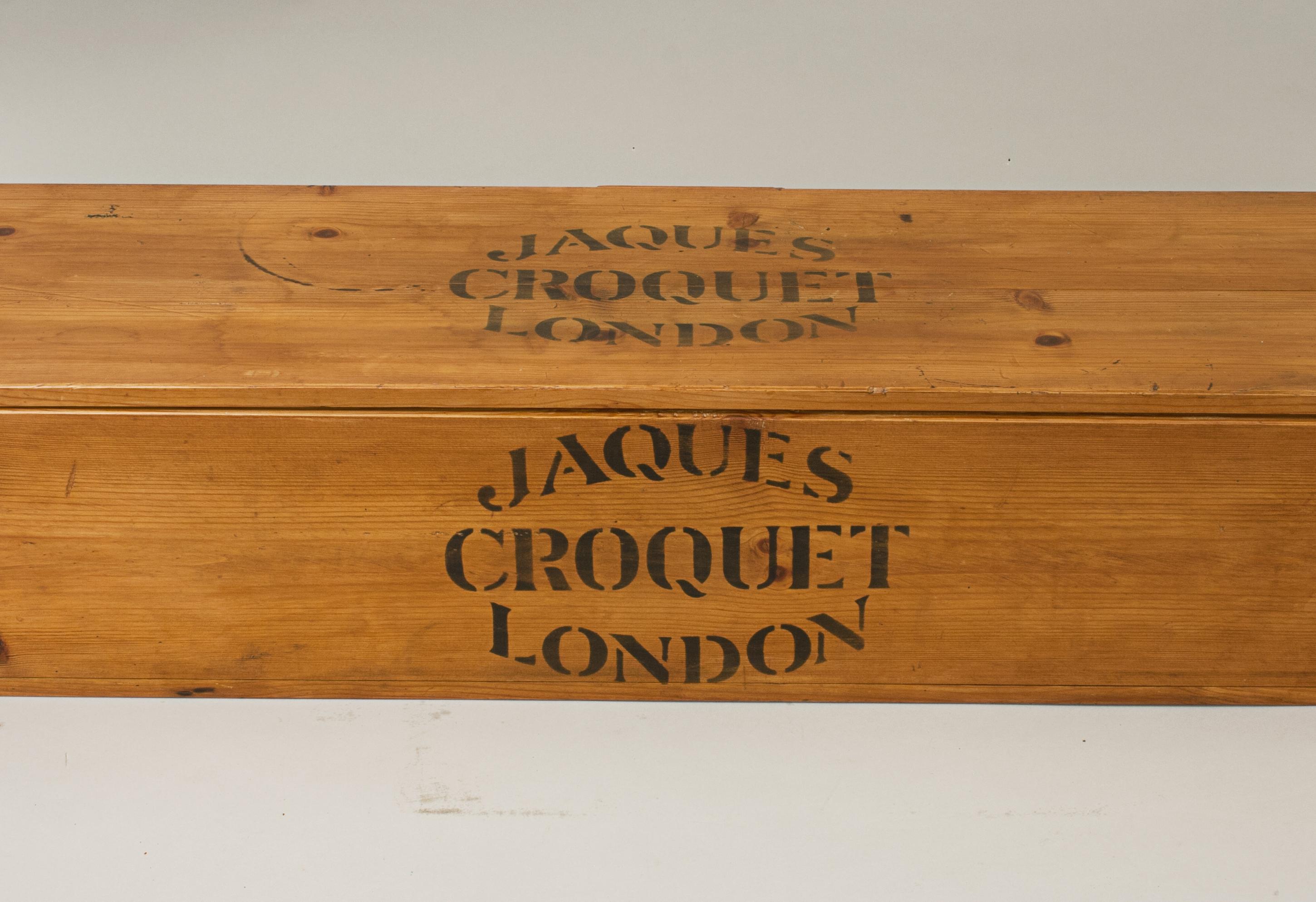Vintage Jaques Croquet Set, Brass Bound in Pine Box 3