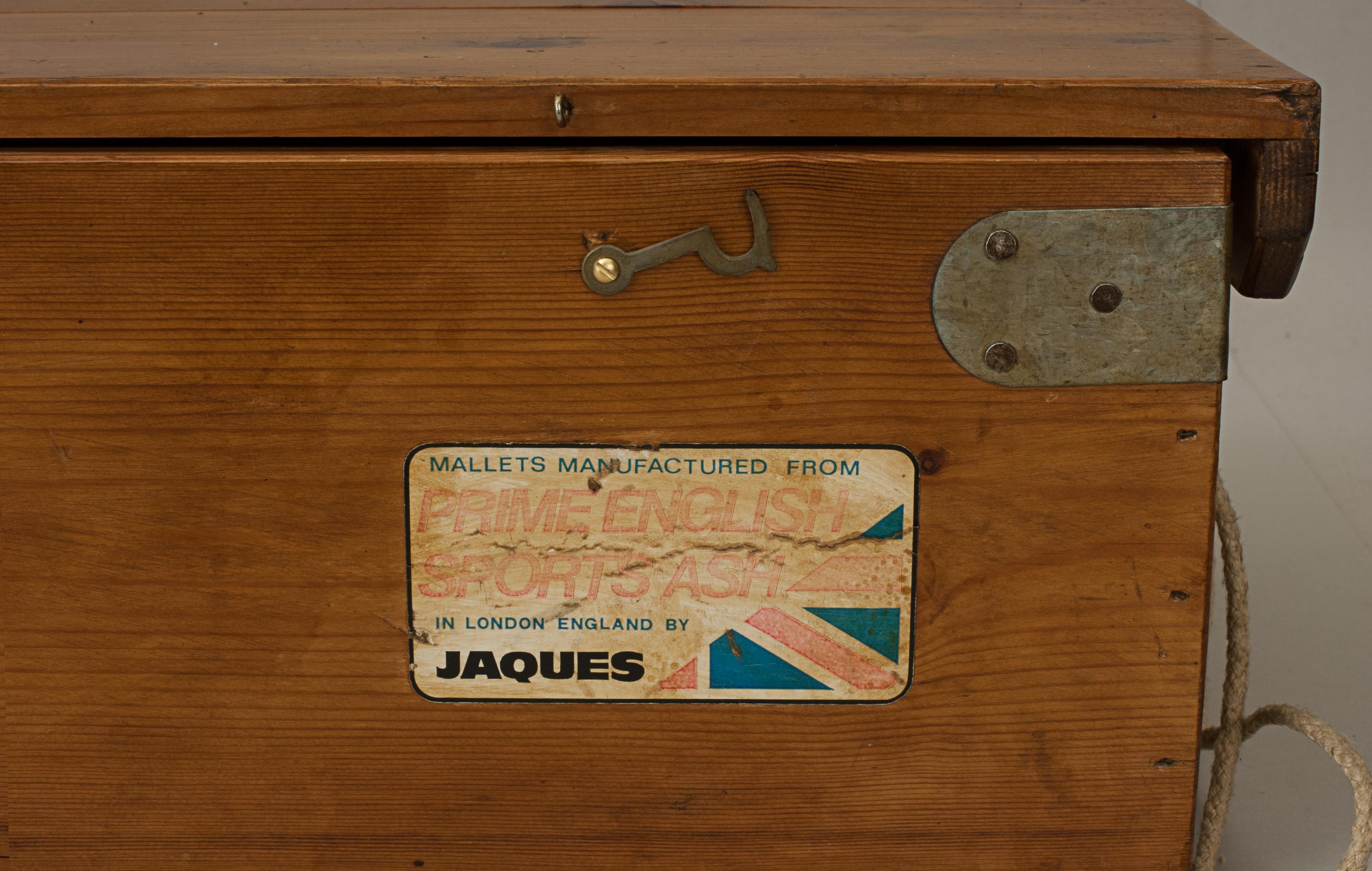 Vintage Jaques Croquet Set, Brass Bound in Pine Box 4
