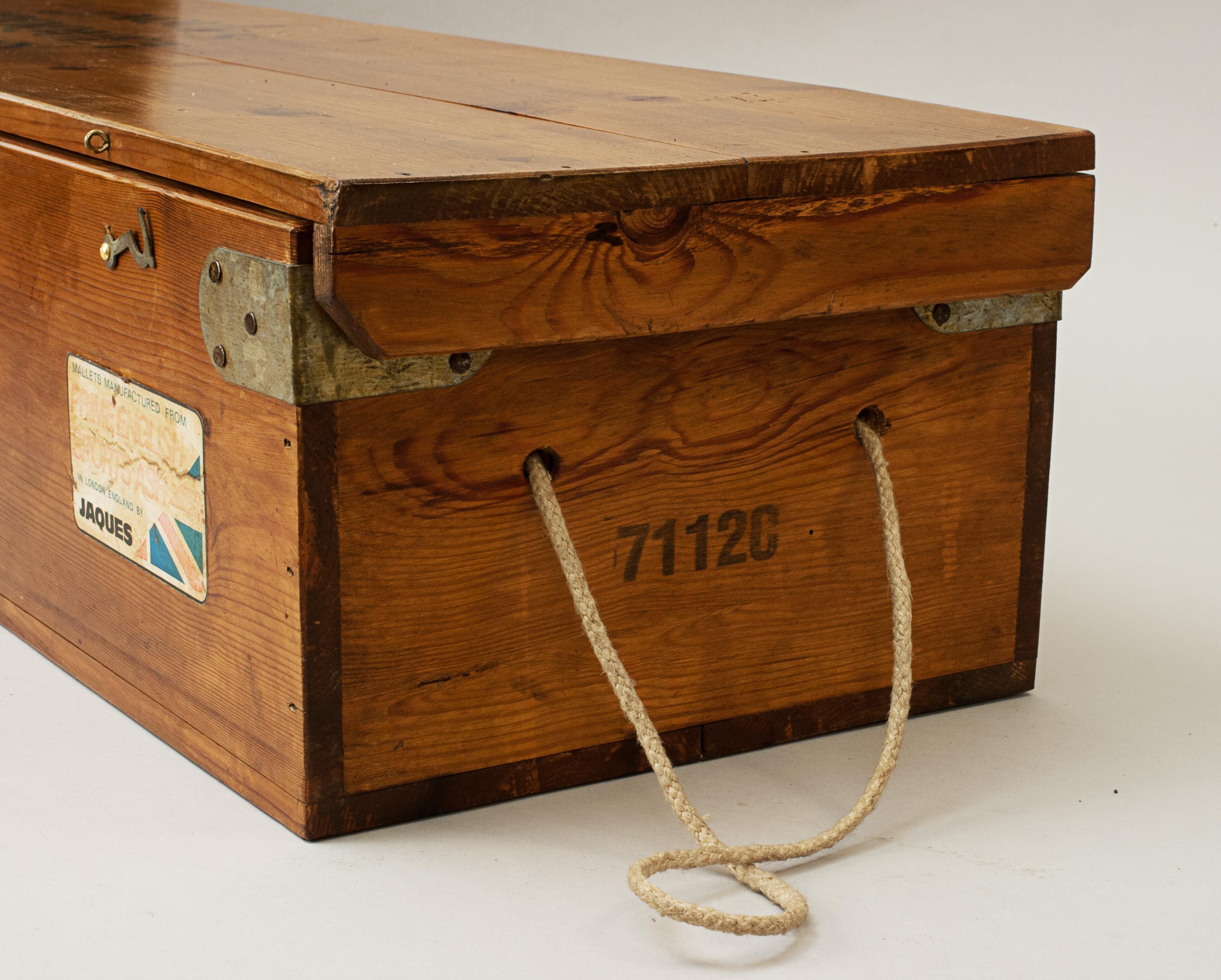 Vintage Jaques Croquet Set, Brass Bound in Pine Box 5