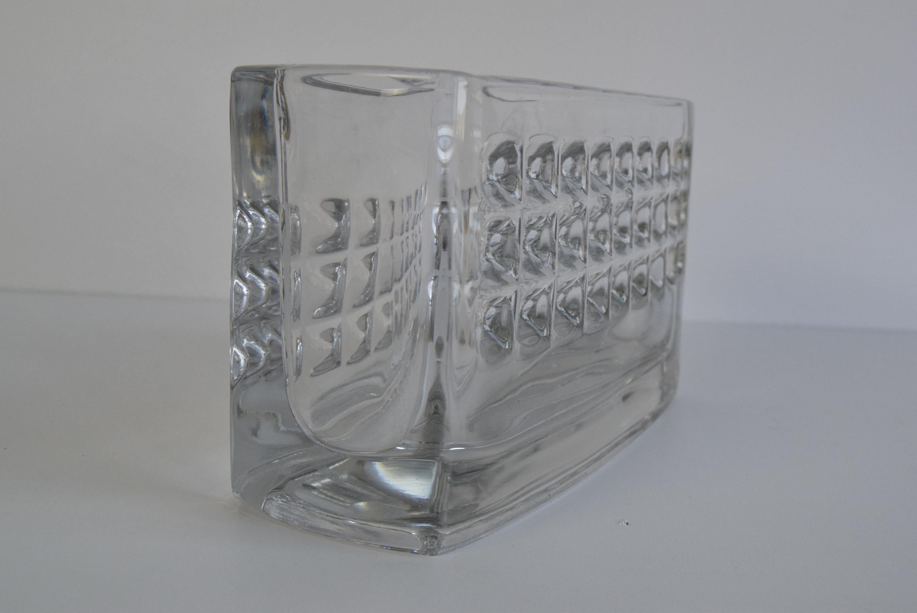 Vintage Jardiniere Glass Vase, by Rudolf Jurnikl, Rudolfova Hut, 1960's. For Sale 3