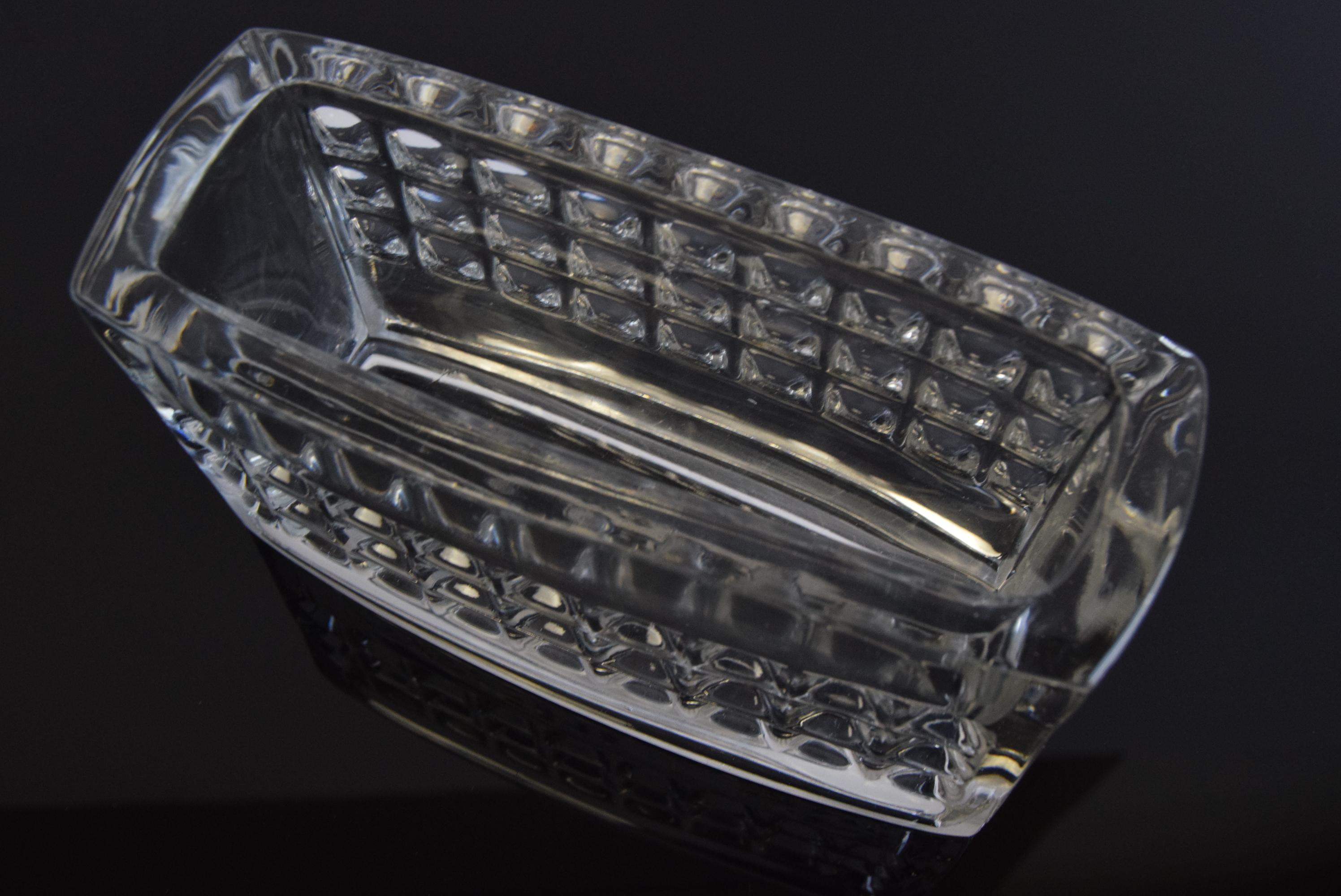 Mid-Century Modern Vintage Jardiniere Glass Vase, by Rudolf Jurnikl, Rudolfova Hut, 1960's. For Sale